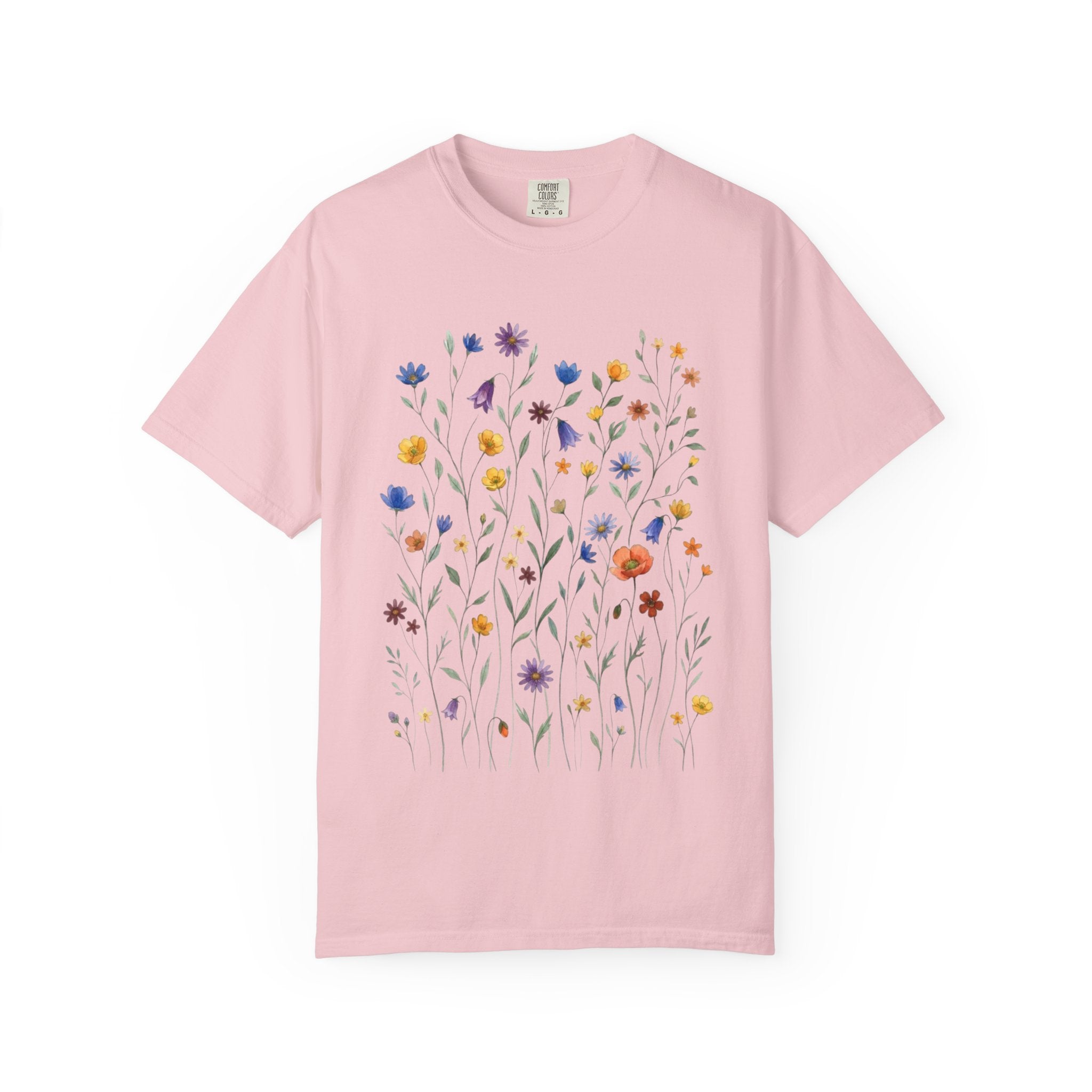 Wildflower Meadow Shirt, Dainty Floral Pressed Flower Tee, Delicate Botanical Boho T-Shirt, Vintage Cottagecore Comfort Colors, Gift for Her
