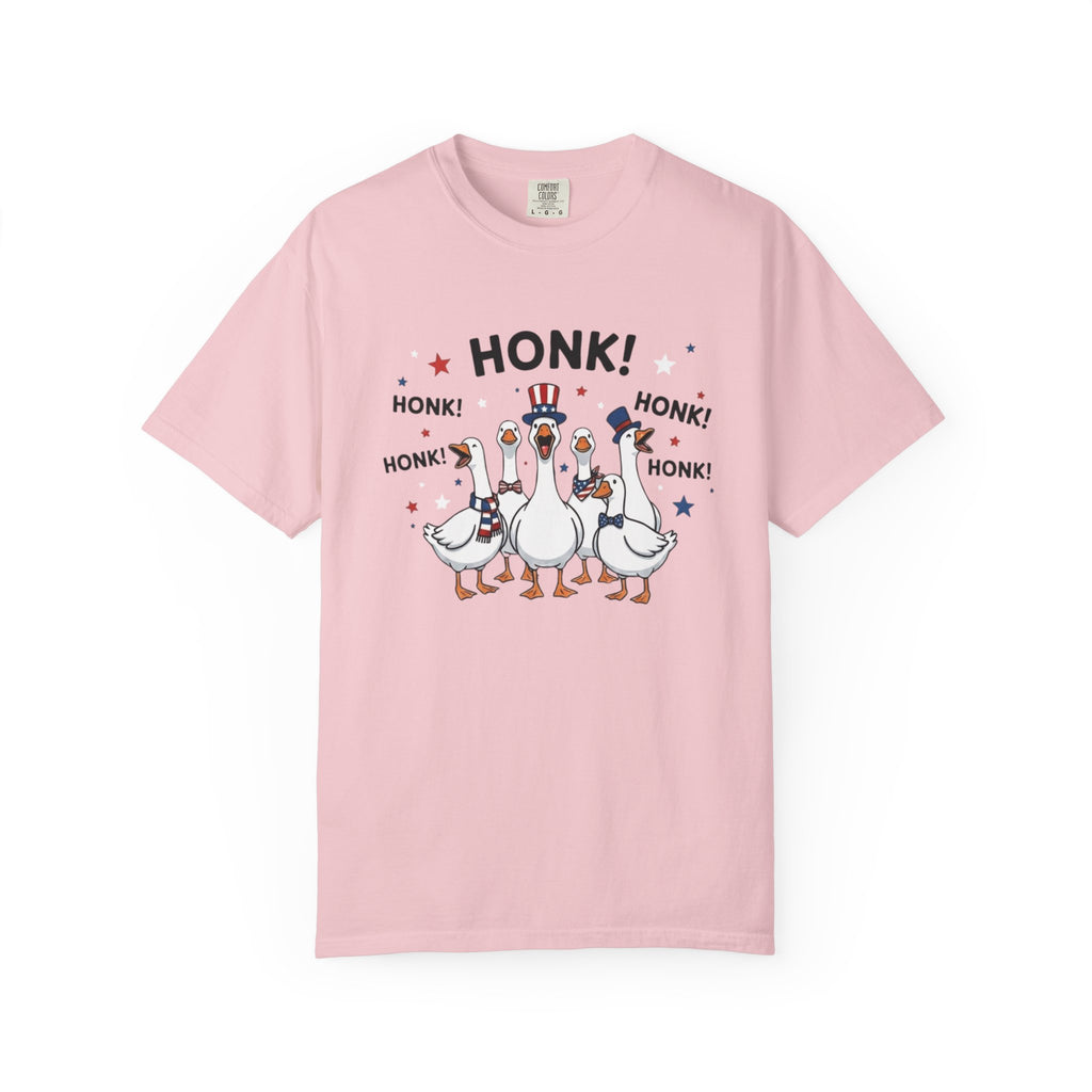 July 4th Shirt, Funny Patriotic Geese Tee, Cute Honk Goose Graphic T-Shirt, Retro Americana Independence Day Gift for Her