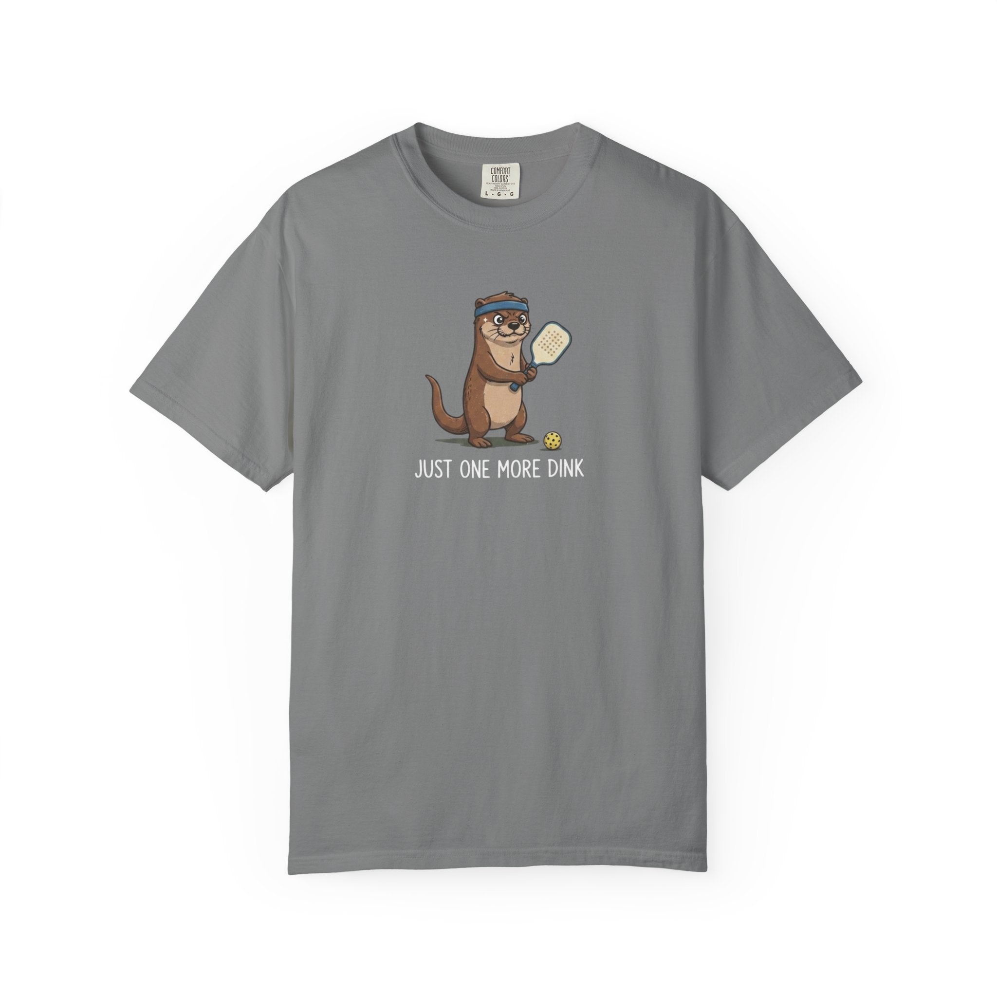 Just One More Dink Otter Pickleball t-shirt in Grey