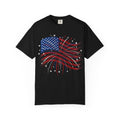 Vintage Patriotic American Flag Fireworks T-Shirt, Independence Day Unisex Red White Blue Graphic Tee