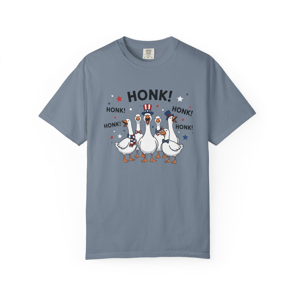 July 4th Shirt, Funny Patriotic Geese Tee, Cute Honk Goose Graphic T-Shirt, Retro Americana Independence Day Gift for Her