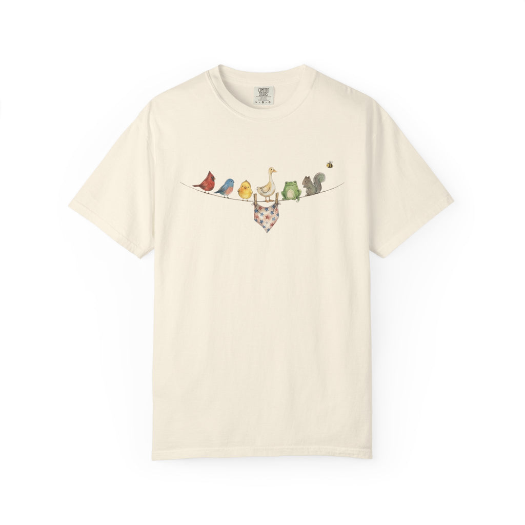 American Backyard Animal Shirt, 4th of July Tee, Vintage Americana Graphic Shirt, Red White Blue Star Print Tee, Independence Day Gift