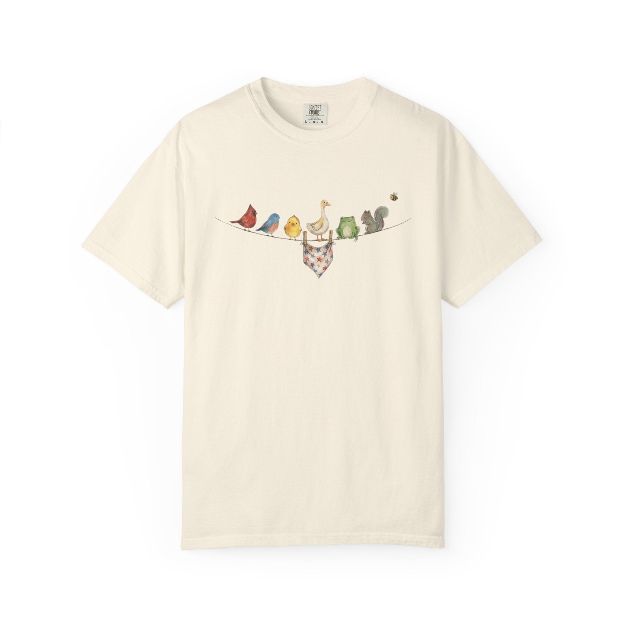 American Backyard Animal Shirt, 4th of July Tee, Vintage Americana Graphic Shirt, Red White Blue Star Print Tee, Independence Day Gift
