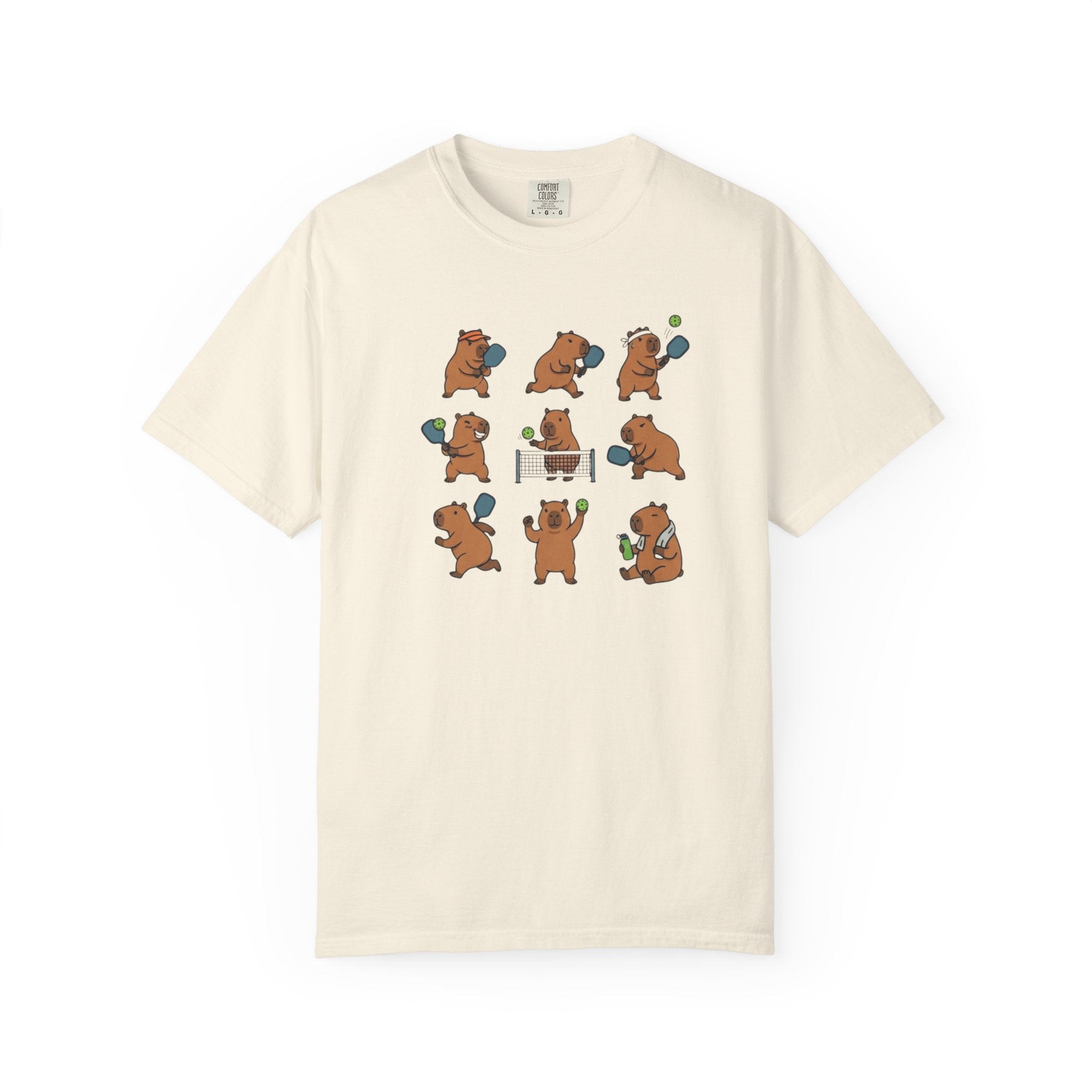 Cute Capybara Pickleball t-shirt in Ivory