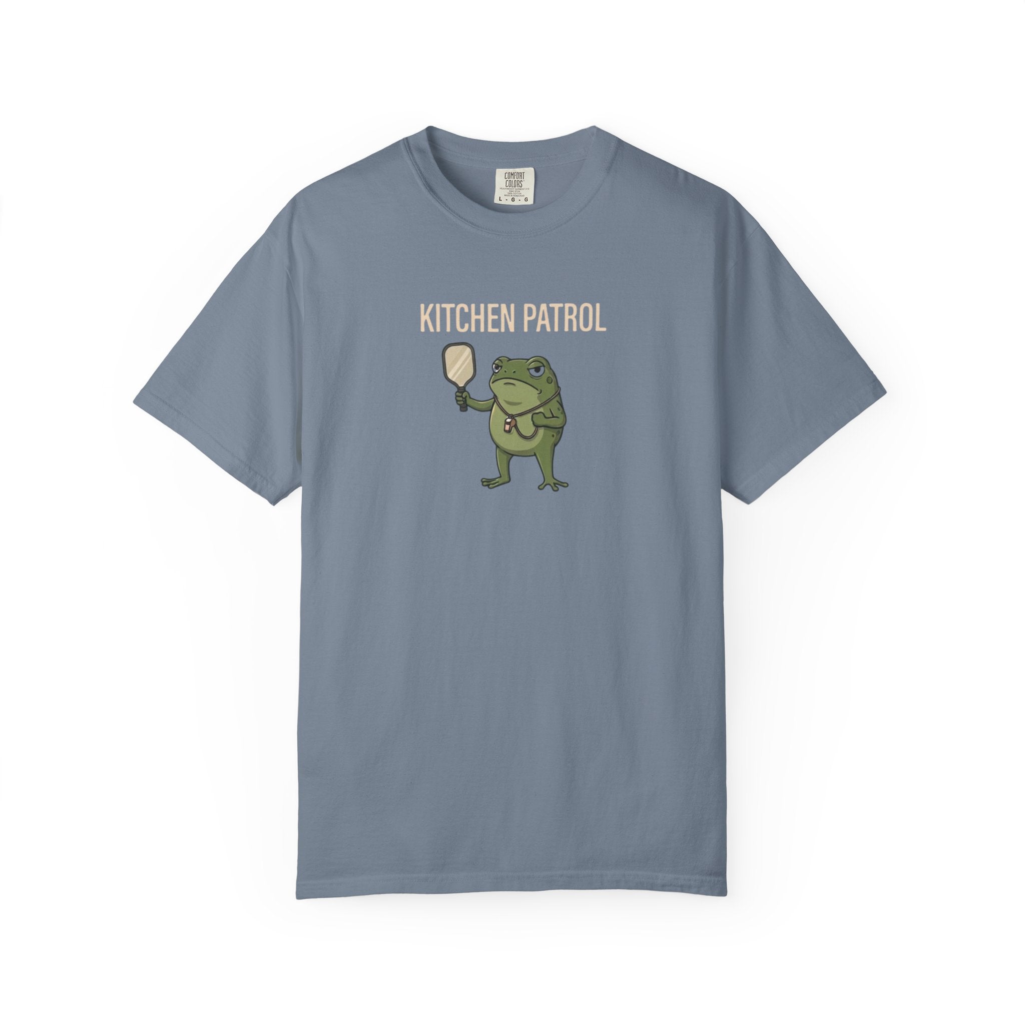 Kitchen Patrol Frog Pickleball t-shirt in Blue Jean
