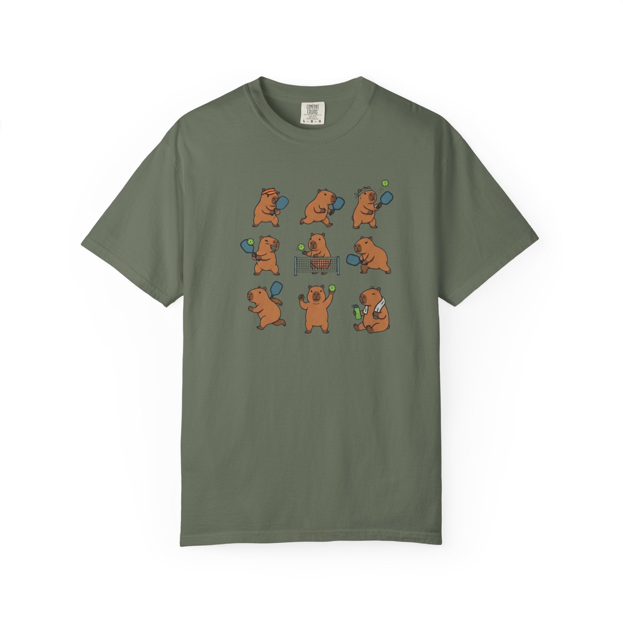 Cute Capybara Pickleball t-shirt in Moss