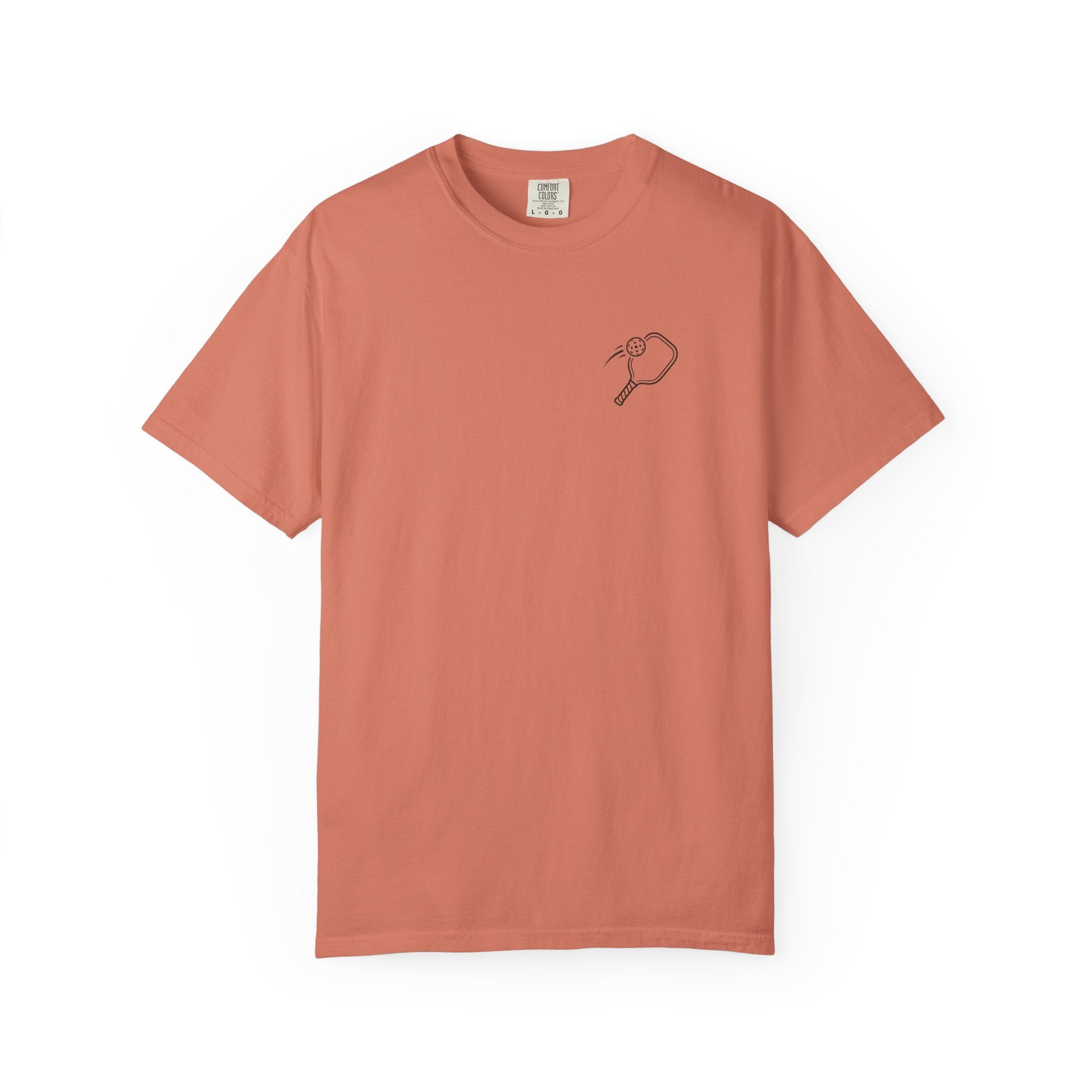 Minimalist Pickleball Paddle t-shirt in Terracotta