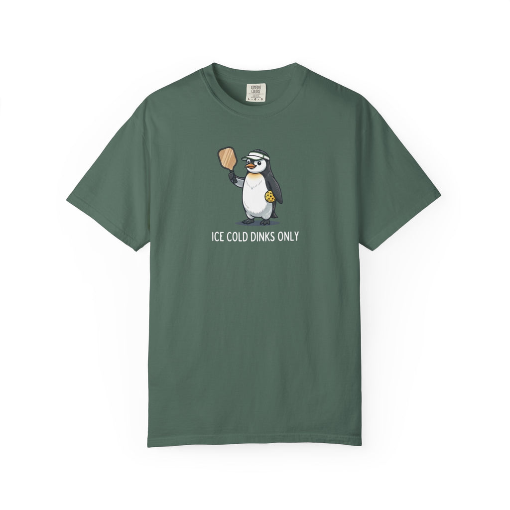 Ice Cold Dinks Only Penguin Pickleball t-shirt in Blue Spruce
