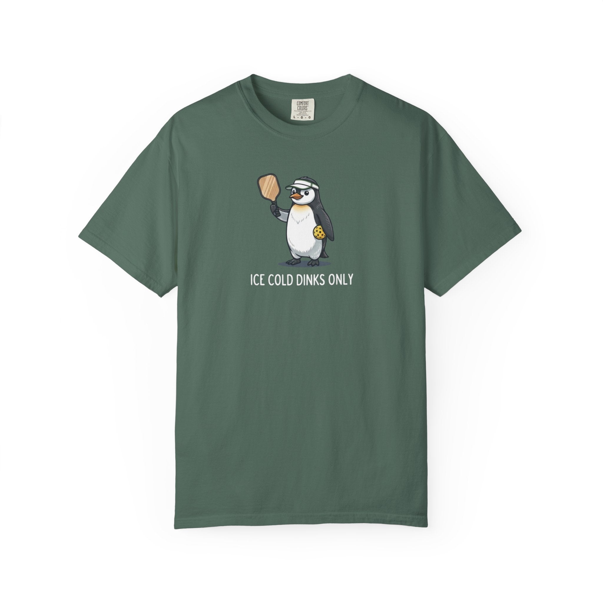 Ice Cold Dinks Only Penguin Pickleball t-shirt in Blue Spruce
