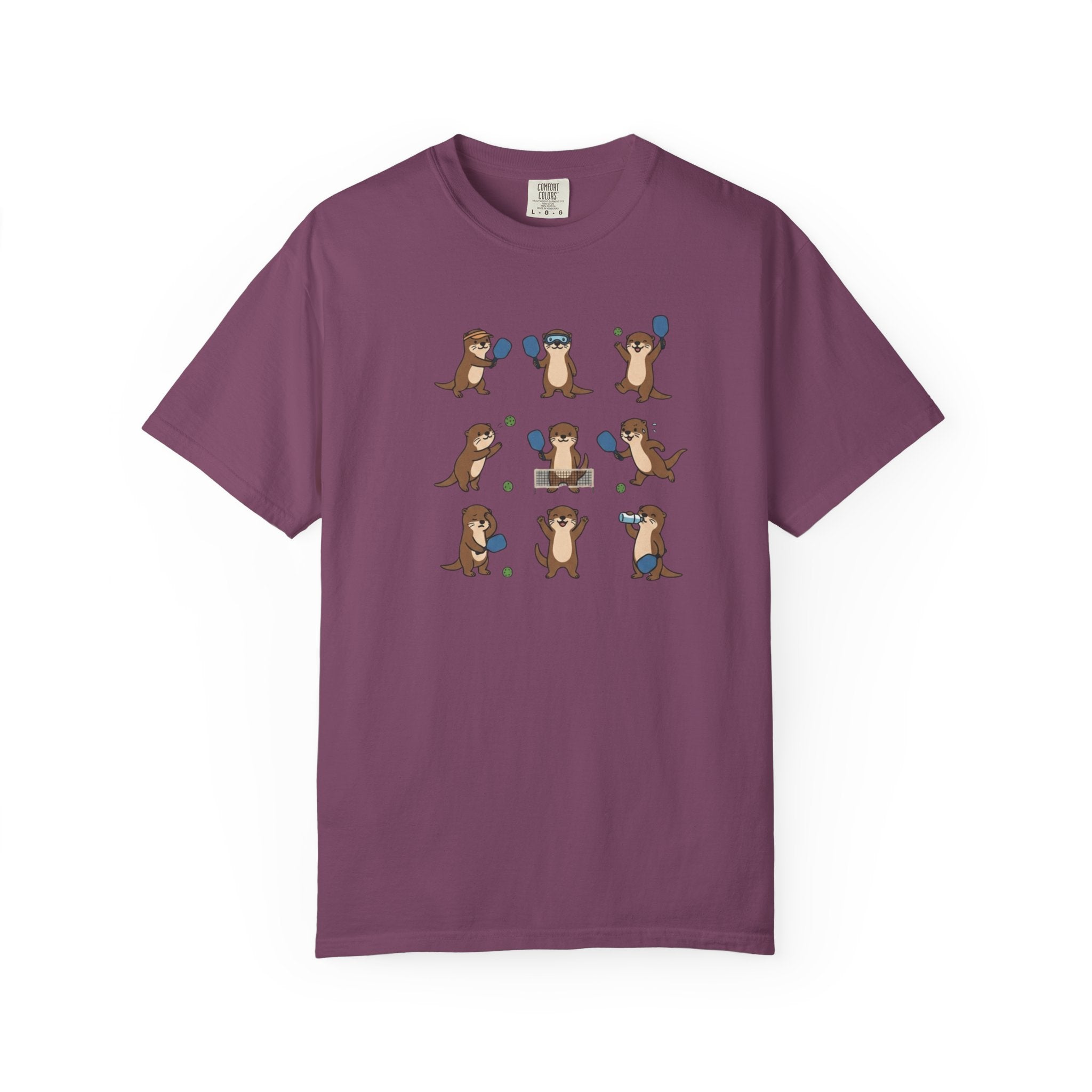 Cute Otter Pickleball t-shirt in Berry