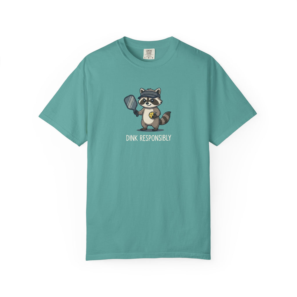 Dink Responsibly Raccoon Pickleball t-shirt in Seafoam