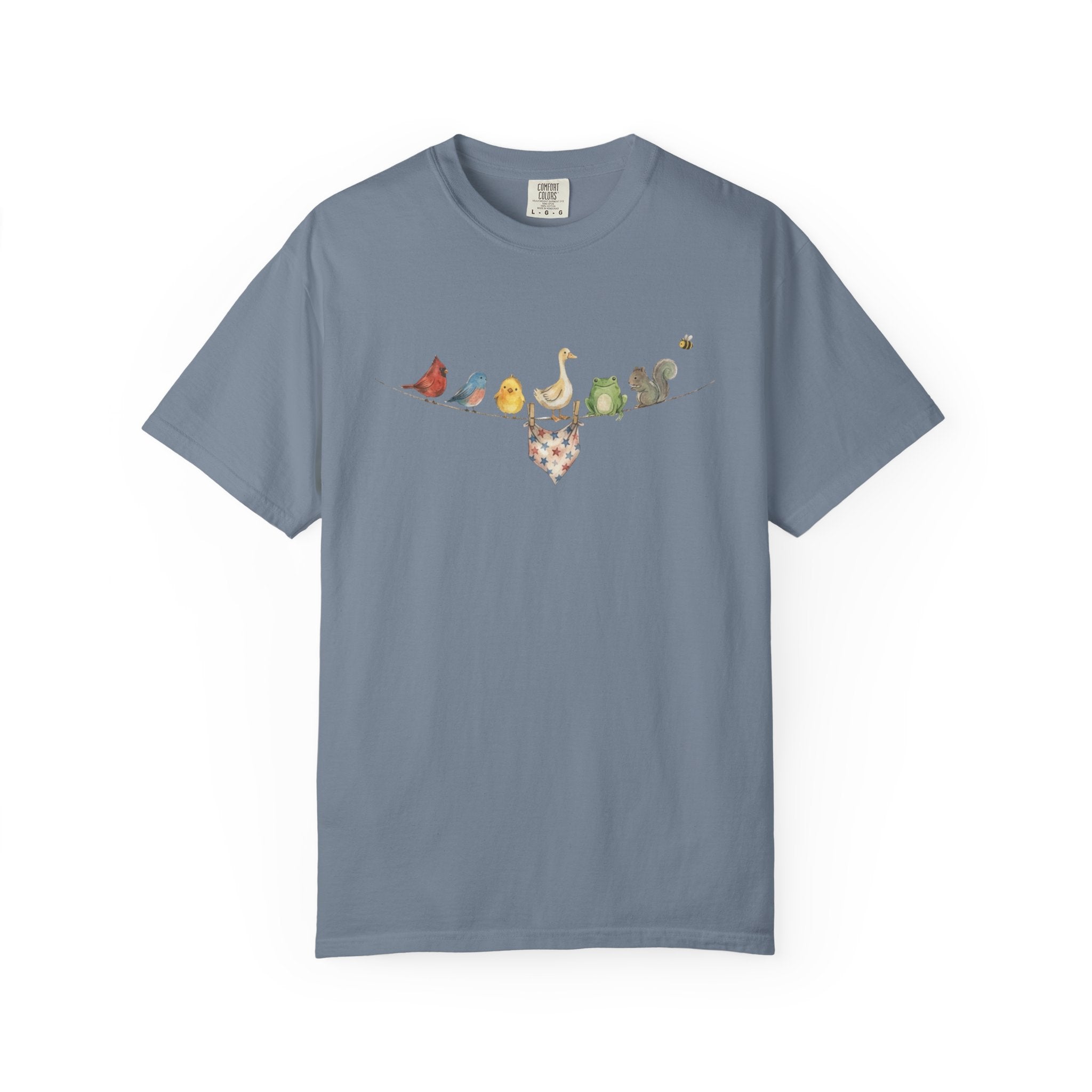 American Backyard Animal Shirt, 4th of July Tee, Vintage Americana Graphic Shirt, Red White Blue Star Print Tee, Independence Day Gift