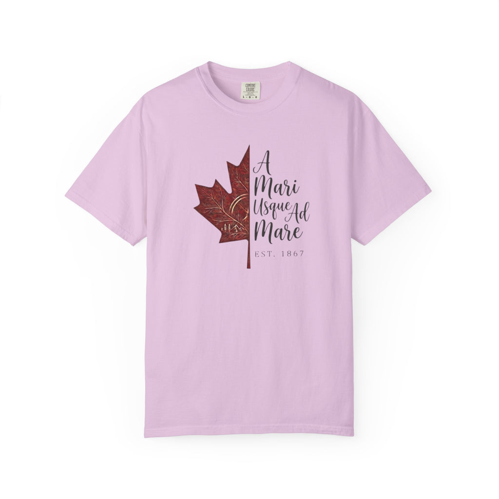 A Mari Usque Ad Mare Maple Leaf t-shirt in Orchid