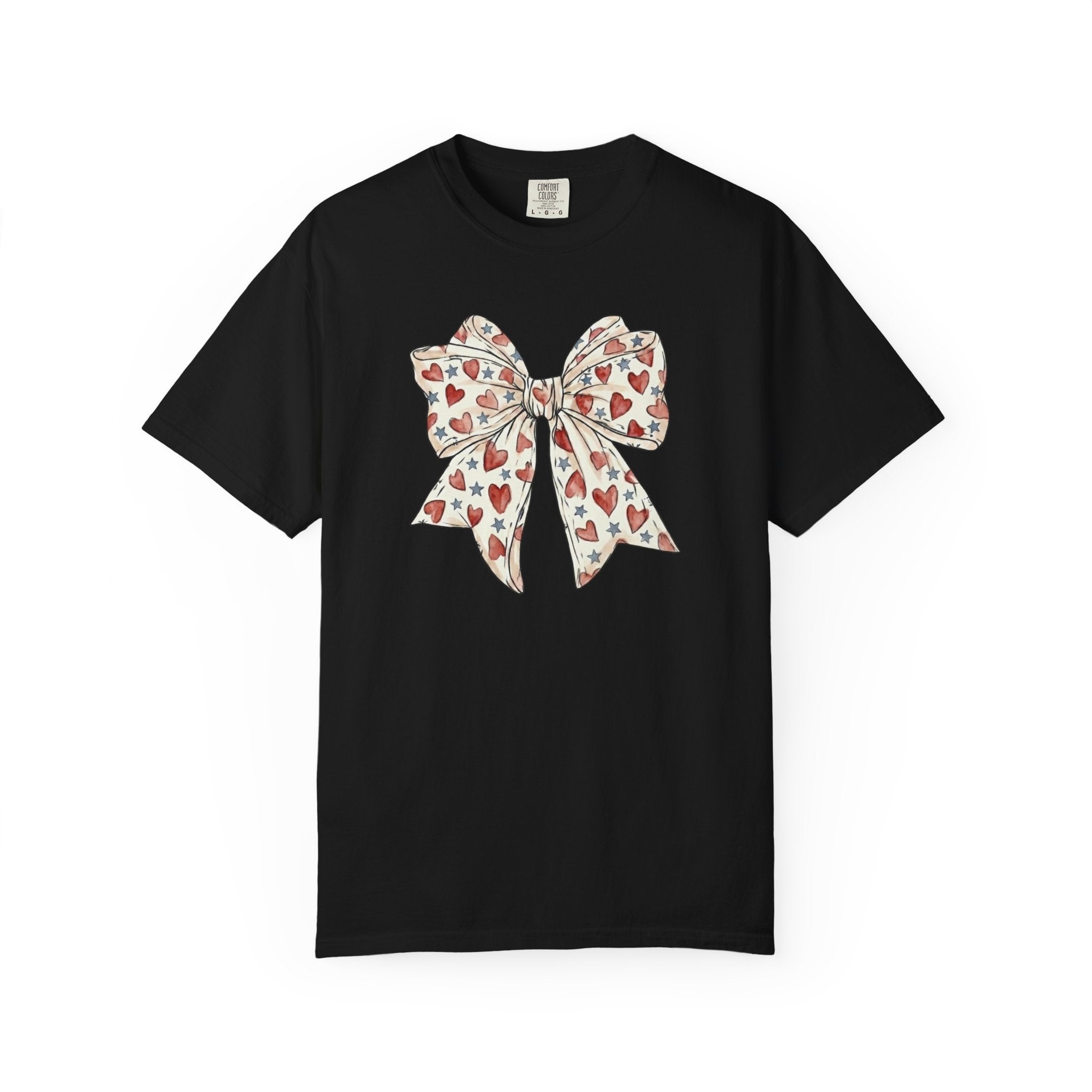 Patriotic Coquette Bow Shirt, Red White Blue Heart Star Tee, 4th of July Ribbon Bow Graphic Shirt, Vintage Americana USA Tee, Gift for Her