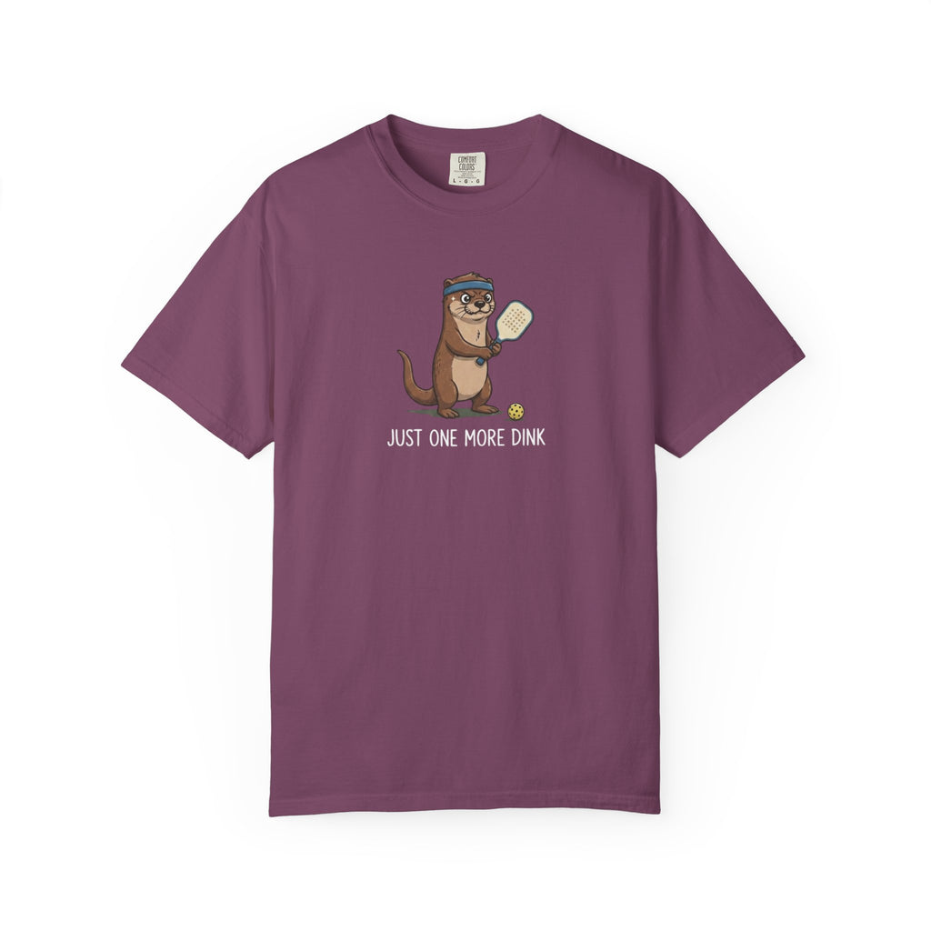 Just One More Dink Otter Pickleball t-shirt in Berry