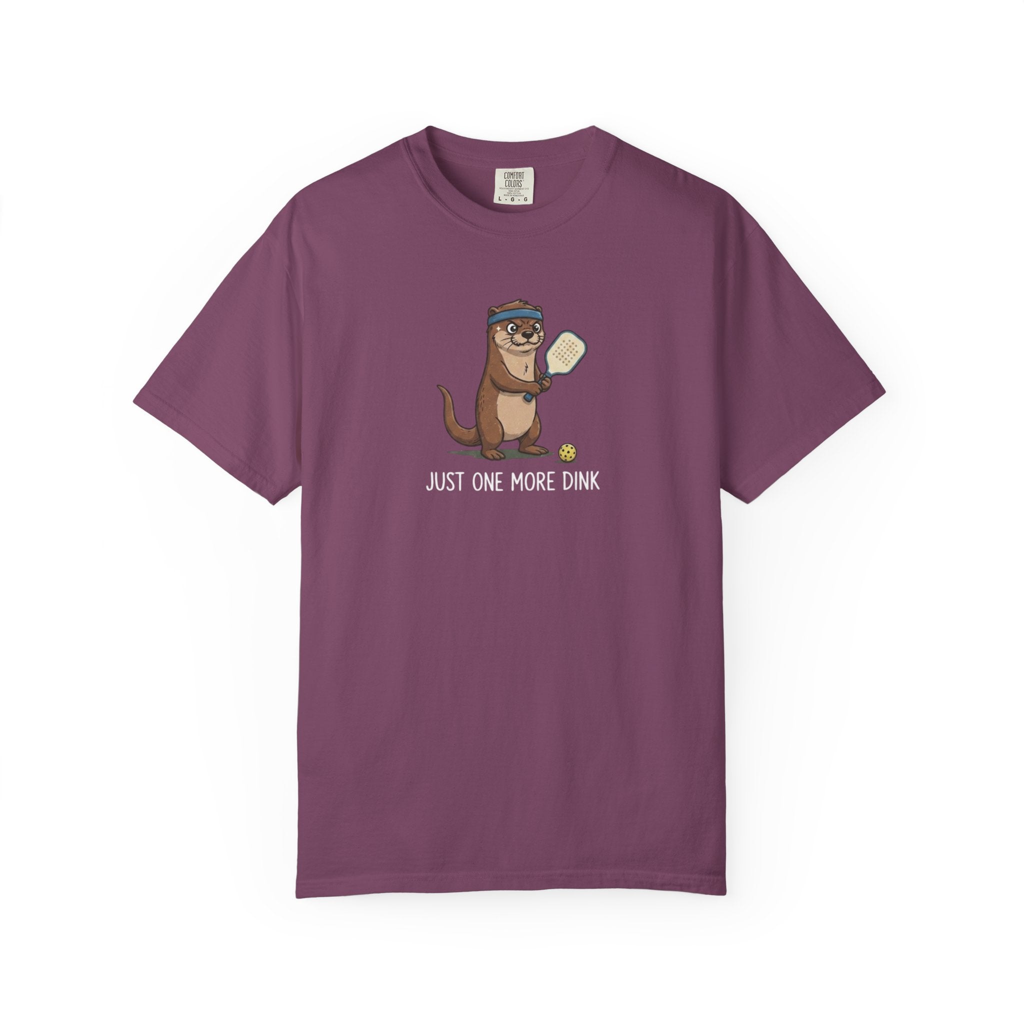 Just One More Dink Otter Pickleball t-shirt in Berry