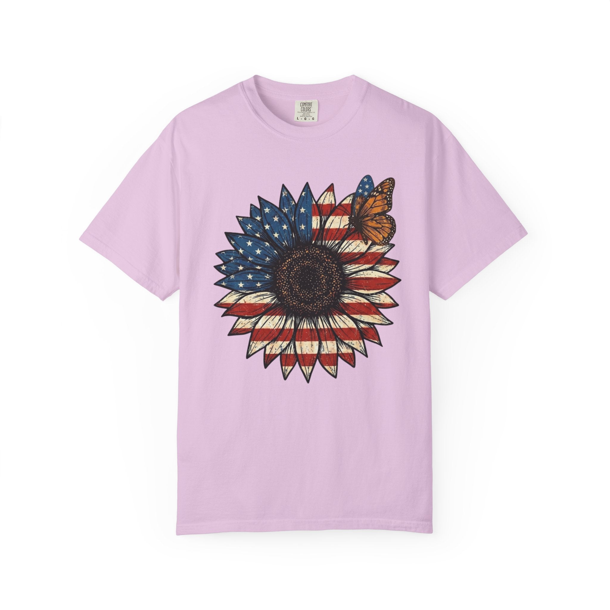 Vintage Patriotic American Sunflower T-Shirt, Independence Day Unisex Red White Blue Graphic Tee
