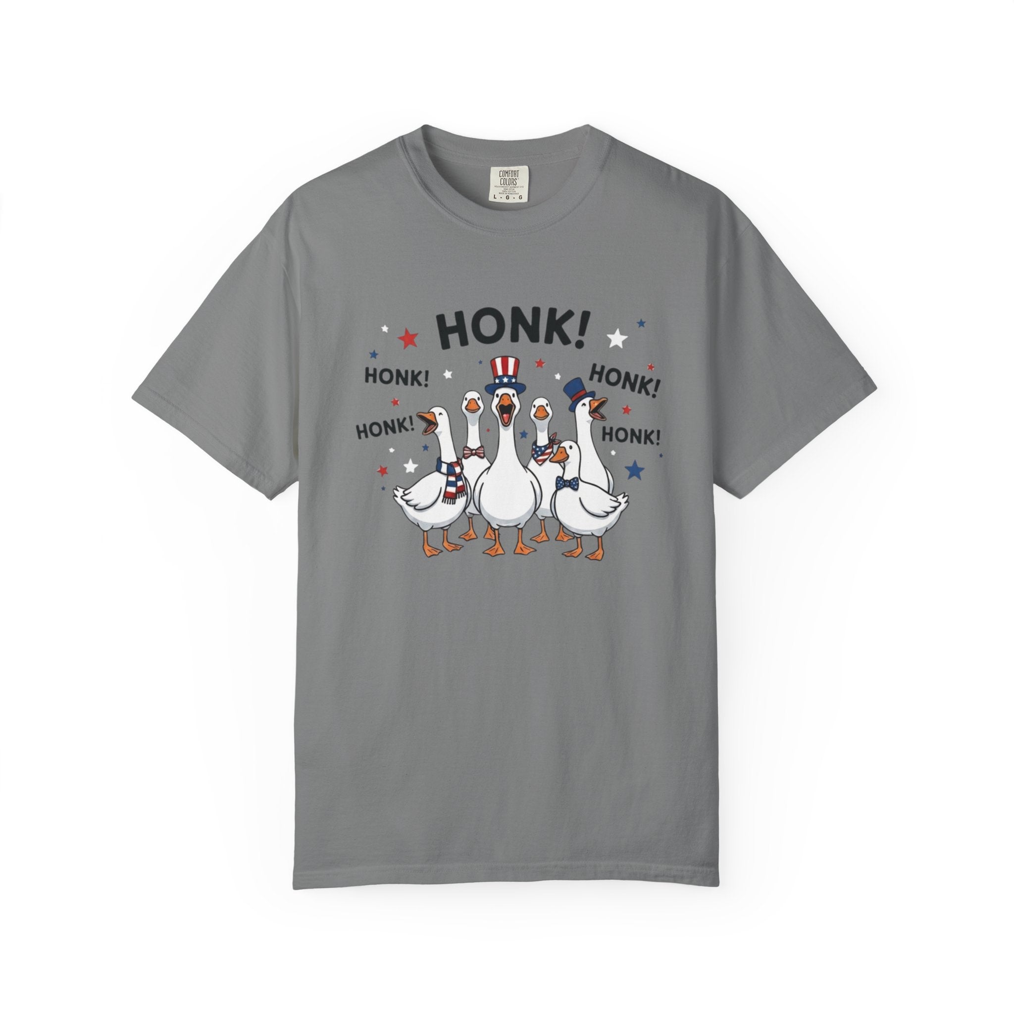 July 4th Shirt, Funny Patriotic Geese Tee, Cute Honk Goose Graphic T-Shirt, Retro Americana Independence Day Gift for Her