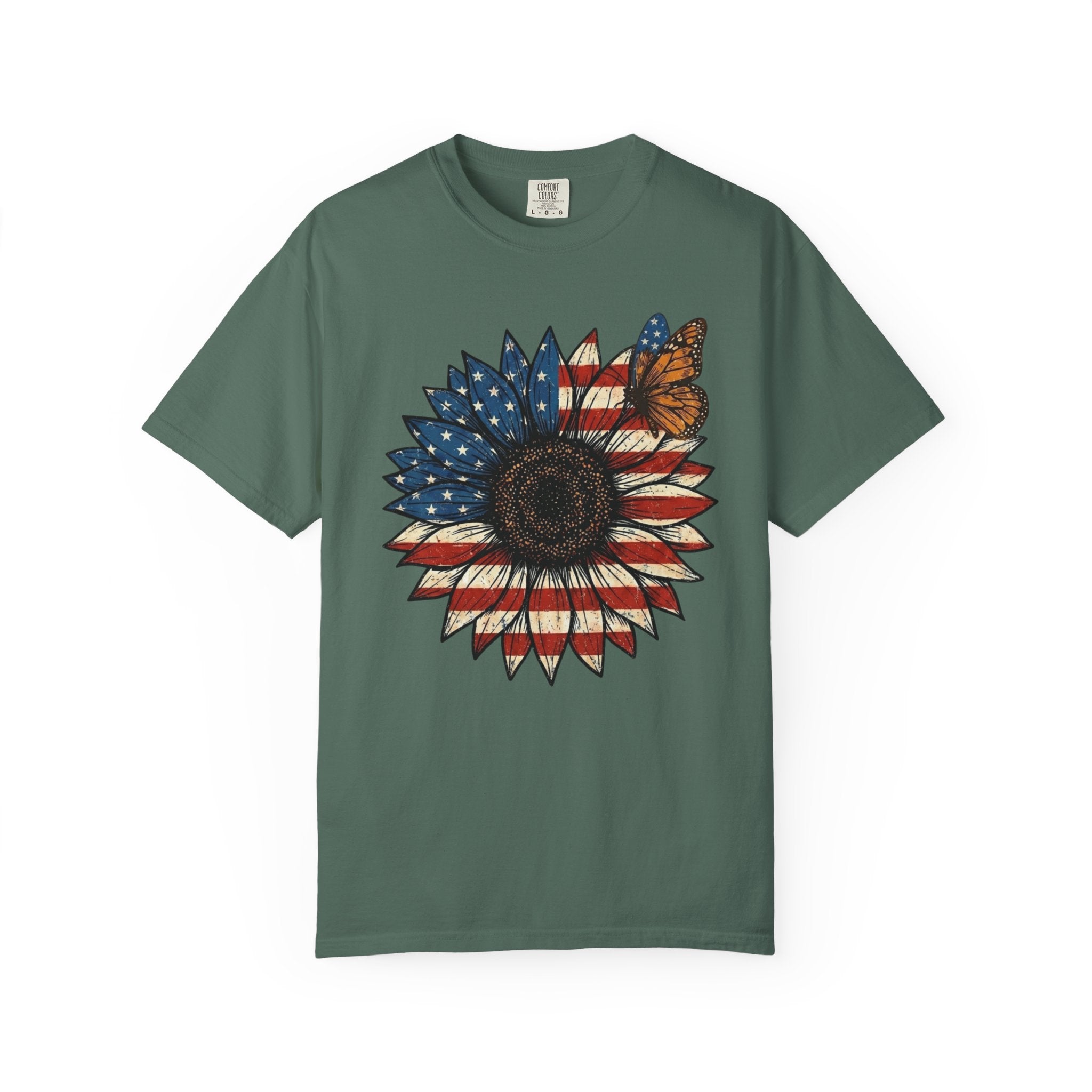Vintage Patriotic American Sunflower T-Shirt, Independence Day Unisex Red White Blue Graphic Tee