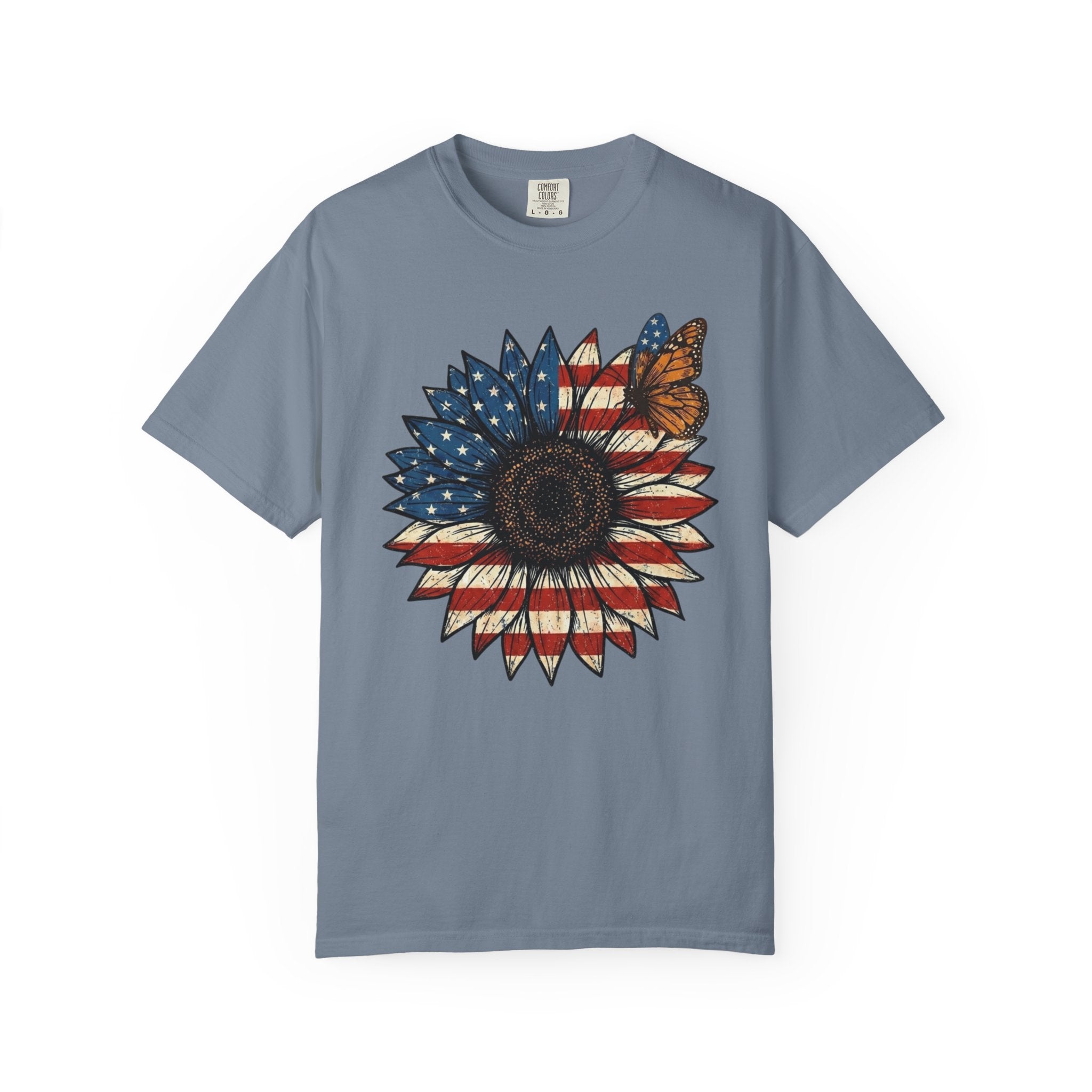 Vintage Patriotic American Sunflower T-Shirt, Independence Day Unisex Red White Blue Graphic Tee