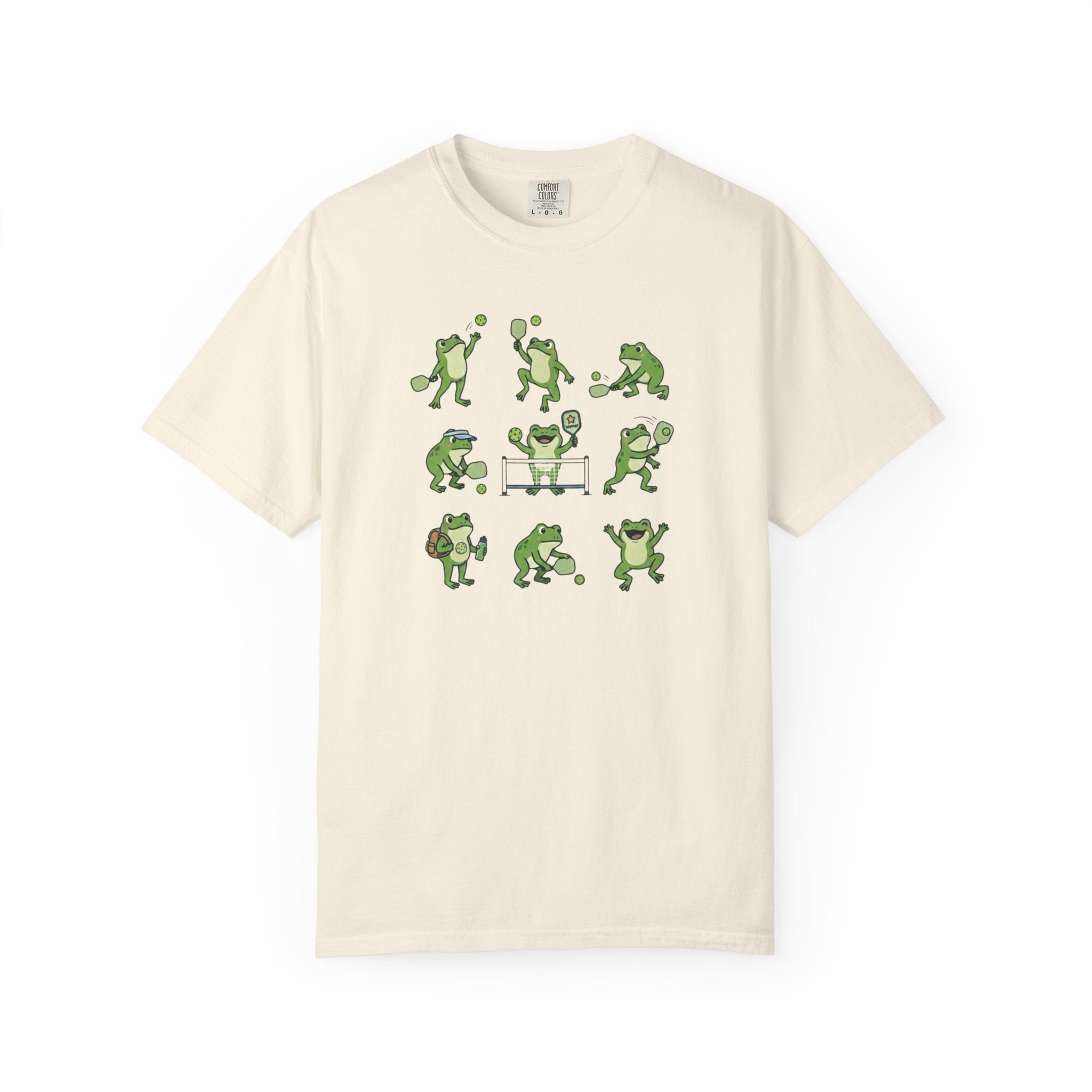 Cute Frog Pickleball t-shirt in Ivory