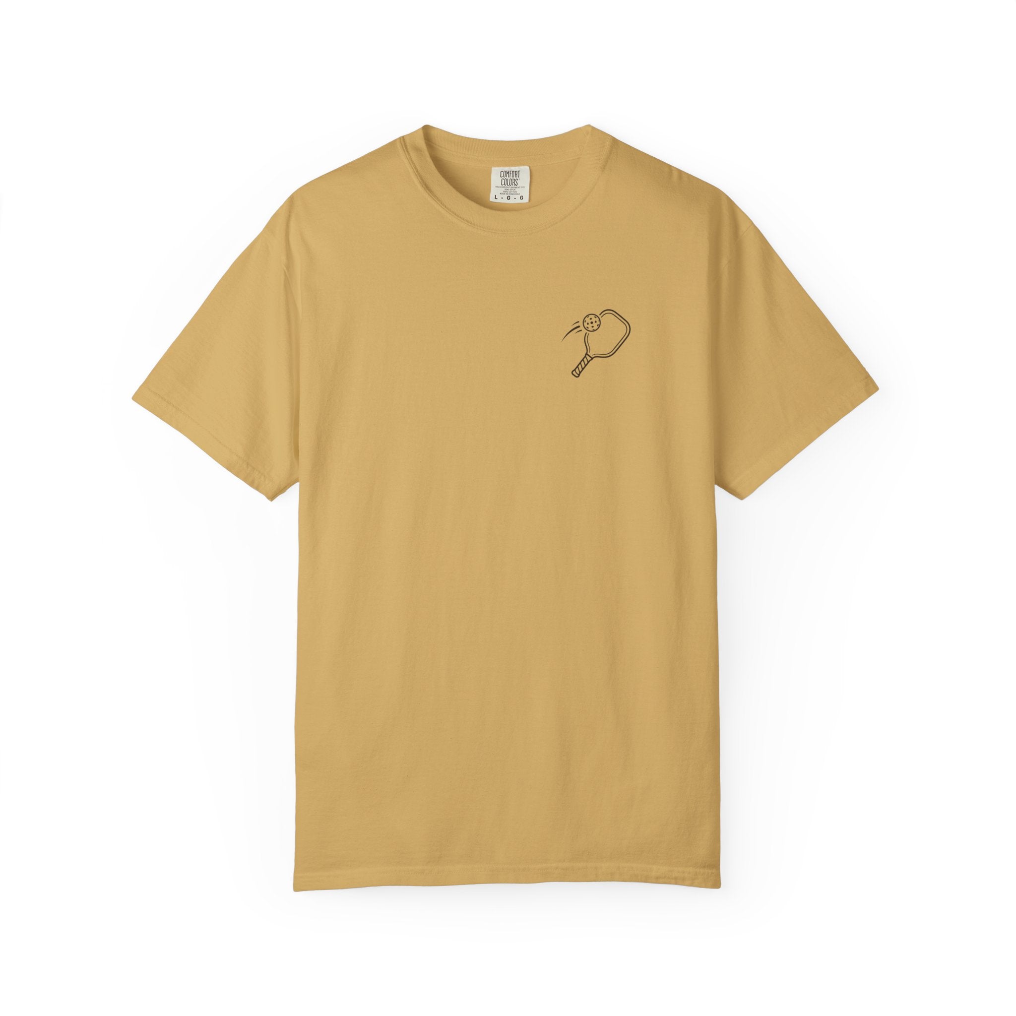 Minimalist Pickleball Paddle t-shirt in Mustard