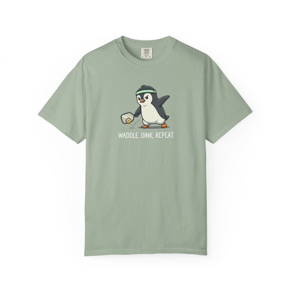 Waddle Dink Repeat Penguin Pickleball t-shirt in Bay