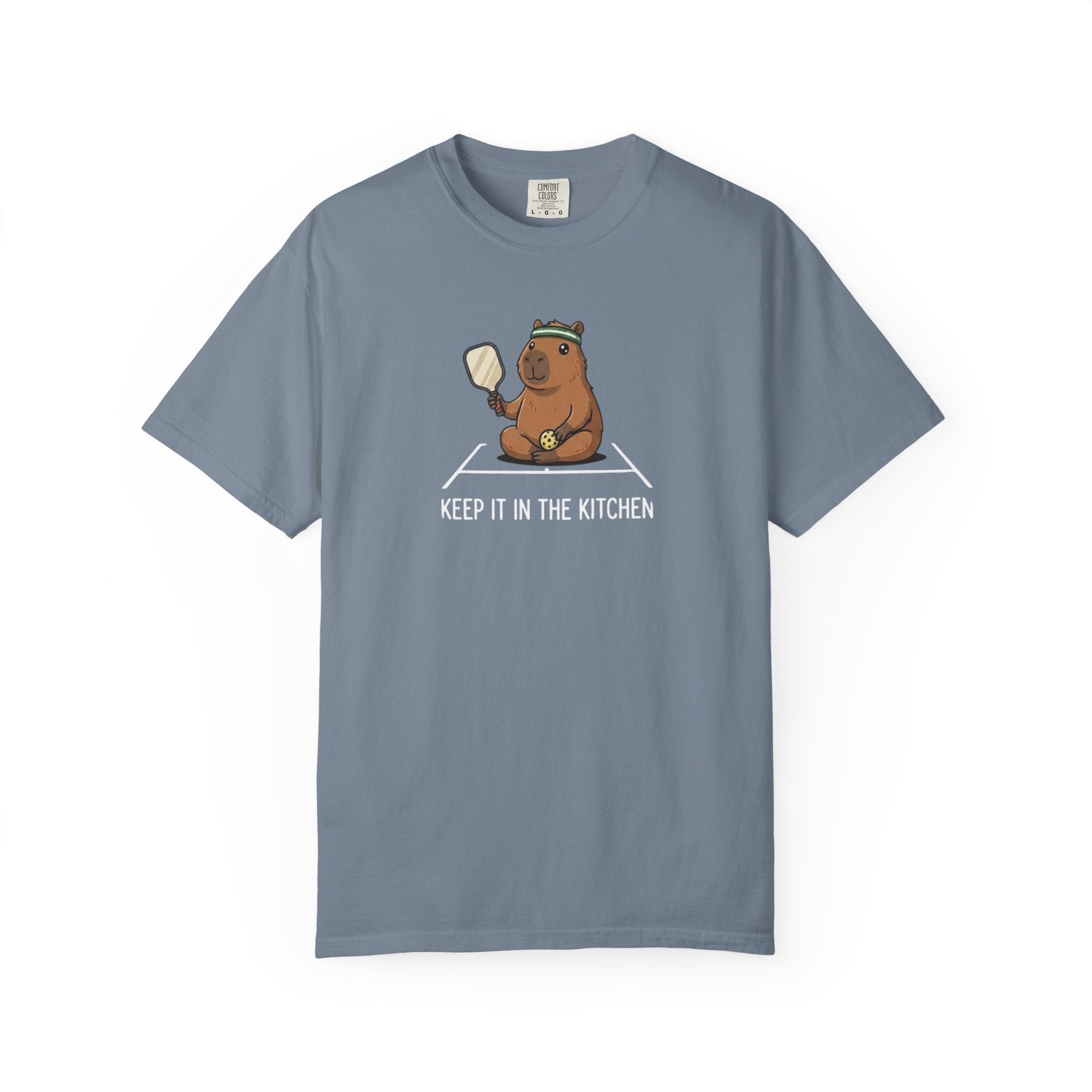 Keep It In The Kitchen Capybara Pickleball t-shirt in Blue Jean
