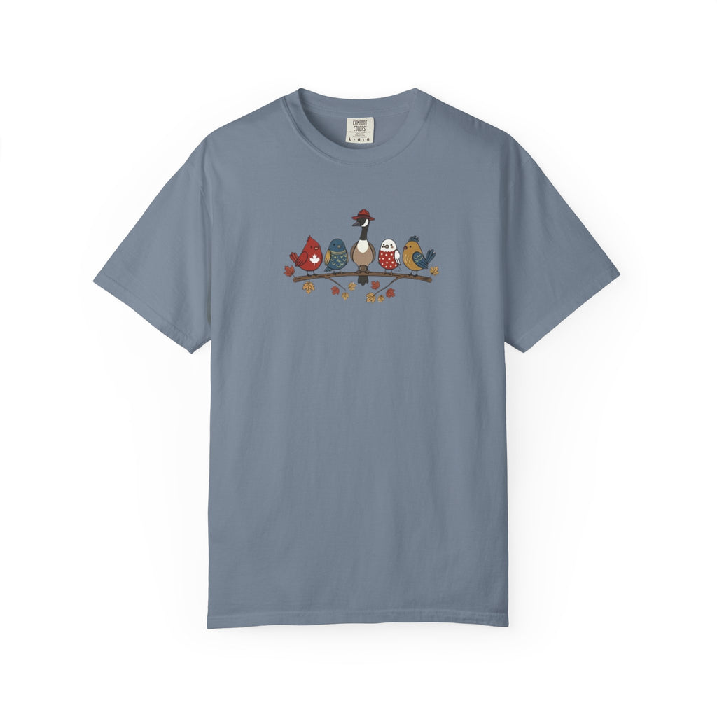 Canadian Birds on a Branch t-shirt in Blue Jean