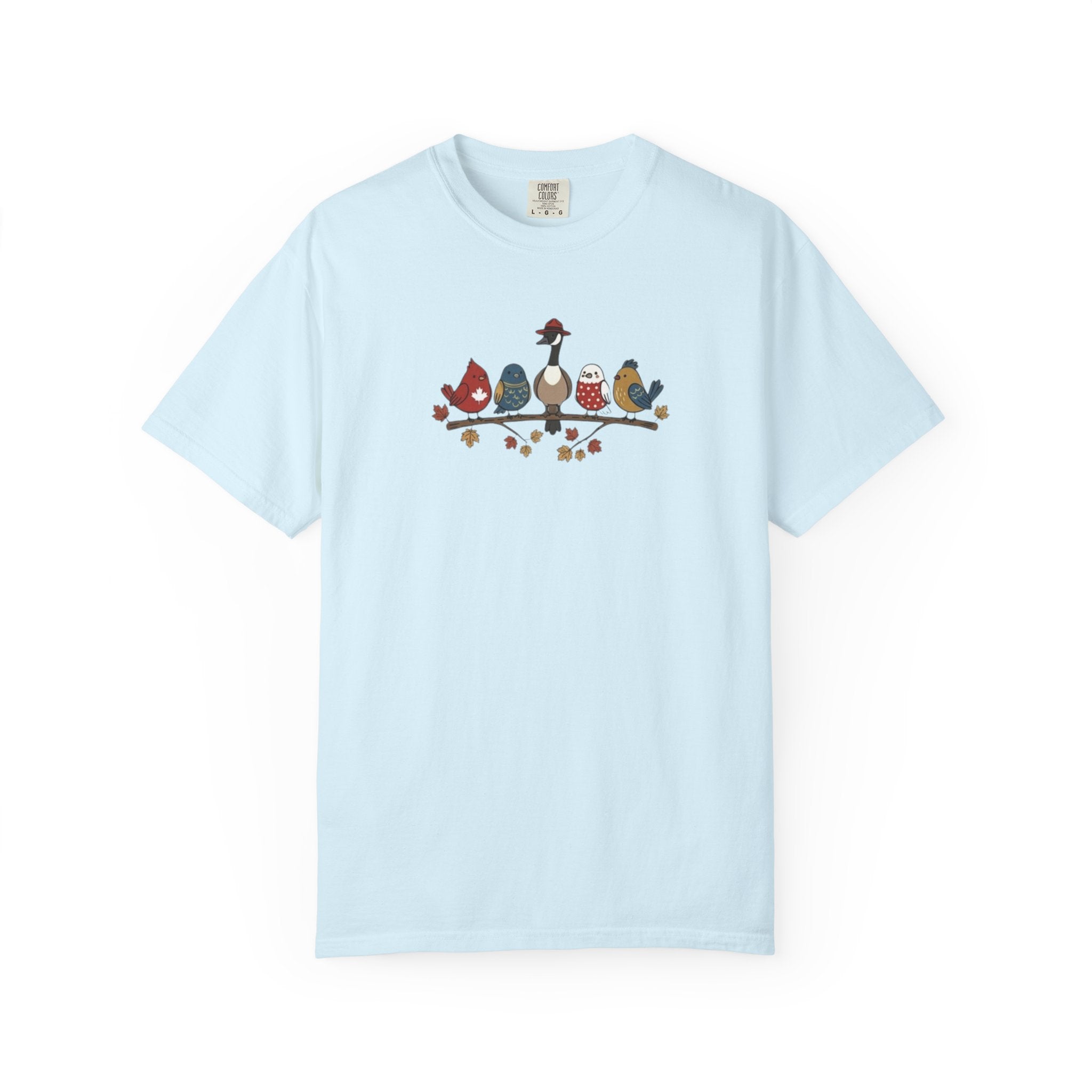 Canadian Birds on a Branch t-shirt in Chambray
