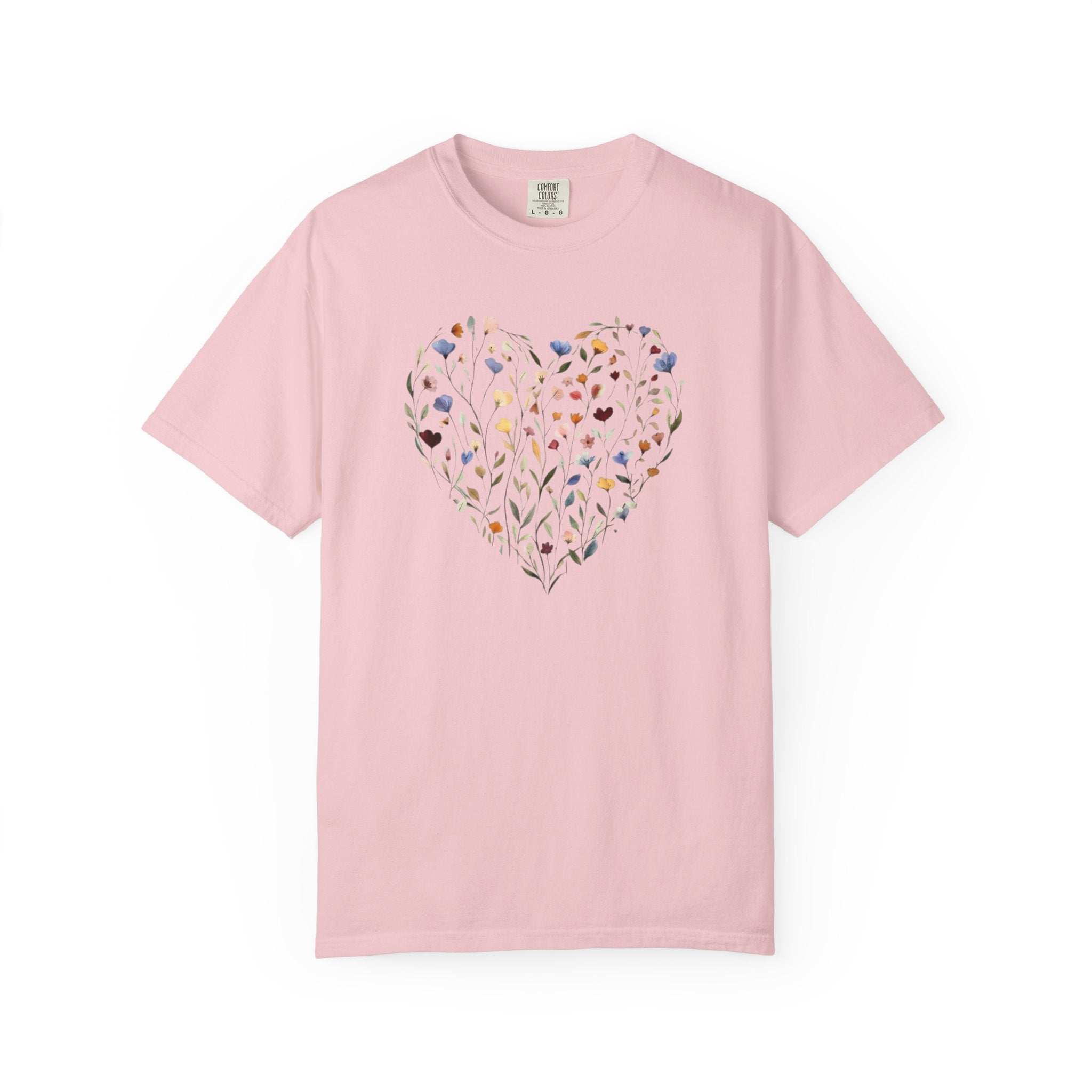 Wildflower Heart Shirt, Vintage Floral Comfort Colors Tee, Boho Cottagecore Botanical T-Shirt, Nature Lover Gift for Her, Women Garden Tee