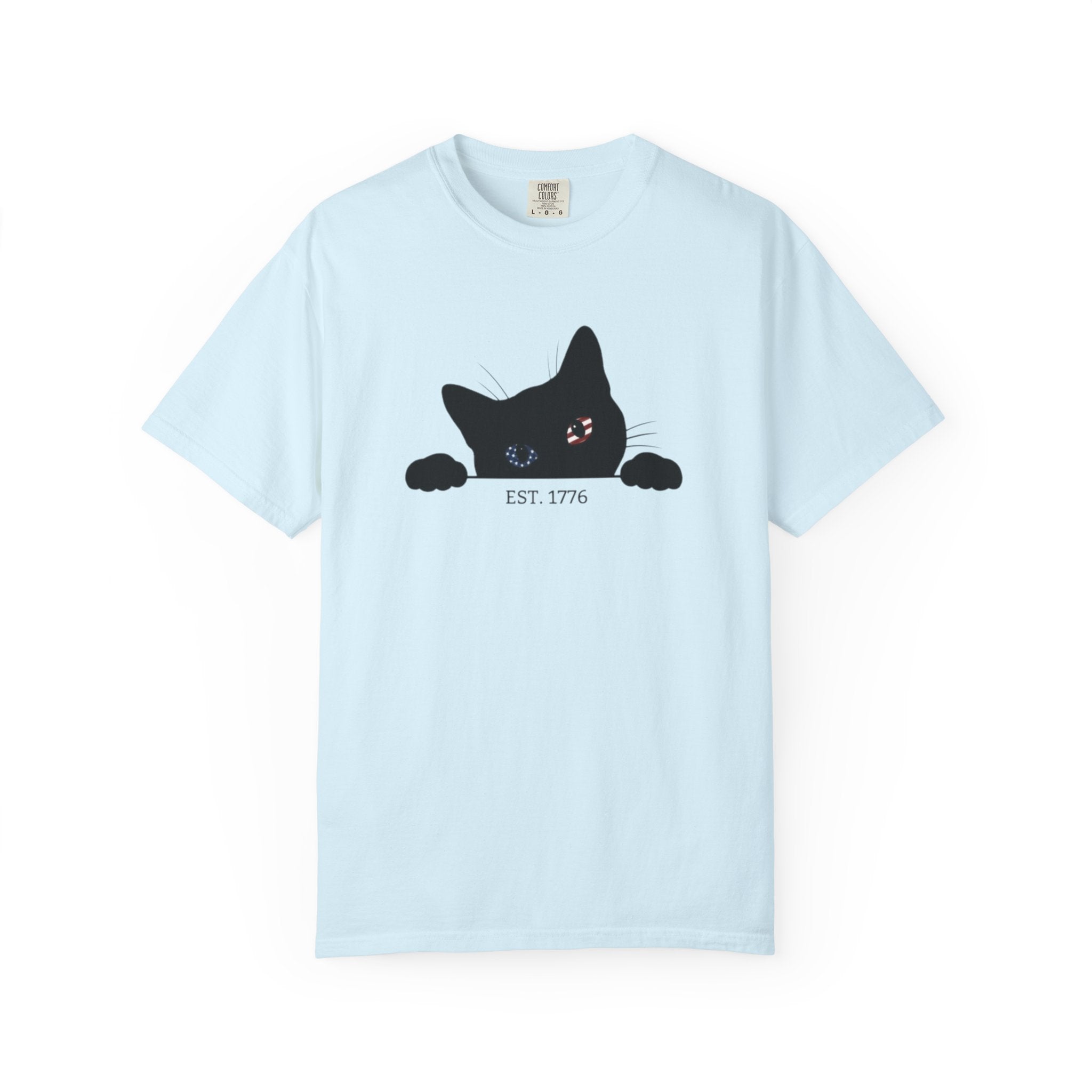 Patriotic Black Cat Shirt, 4th of July Peeking Cat Tee, Funny Cat Lover EST 1776 Graphic Shirt, Vintage Independence Day USA Tee, Gift