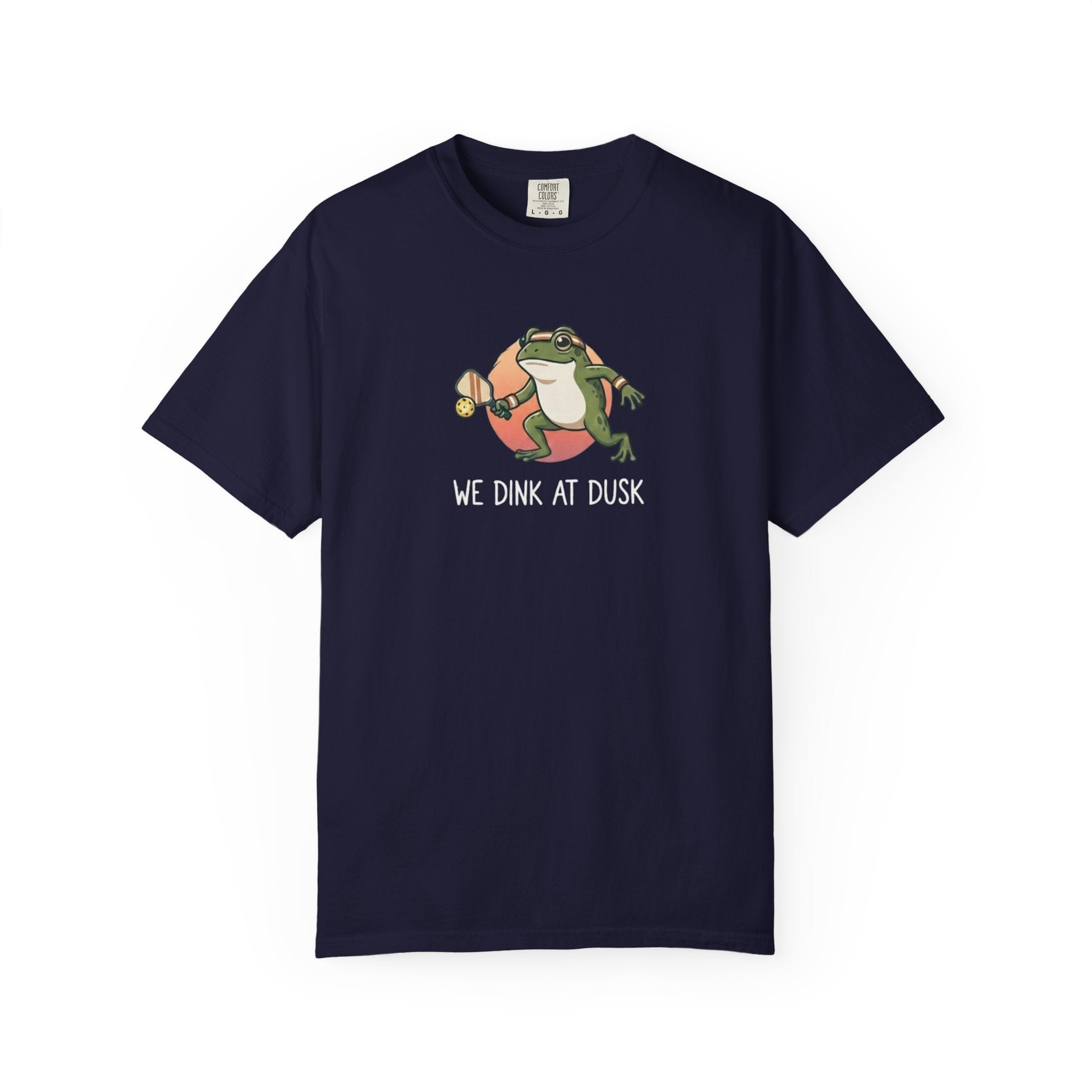 We Dink At Dusk Frog Pickleball t-shirt in True Navy