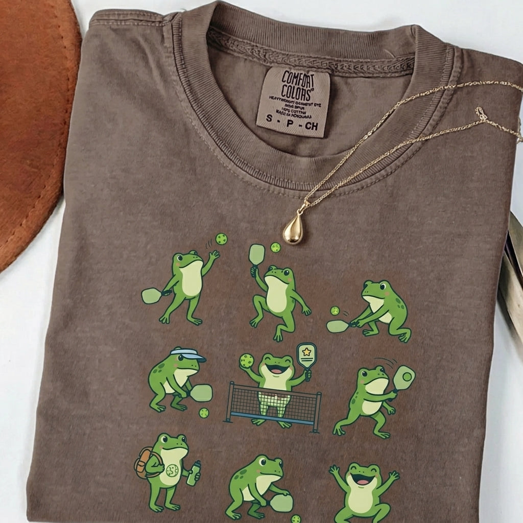 Cute Frog Pickleball t-shirt in Espresso