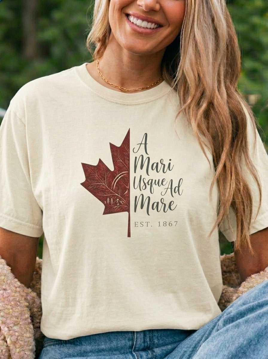 Canada Day Shirt, A Mari Usque Ad Mare Tee, Vintage Maple Leaf Shirt, Canadian Pride Gift, Retro Canada T-Shirt, EST 1867, Women Men
