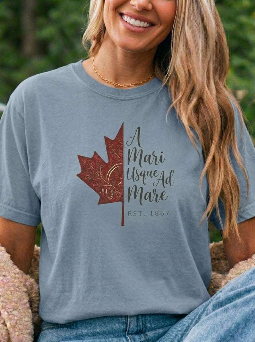 Canada Day Shirt, A Mari Usque Ad Mare Tee, Vintage Maple Leaf Shirt, Canadian Pride Gift, Retro Canada T-Shirt, EST 1867, Women Men