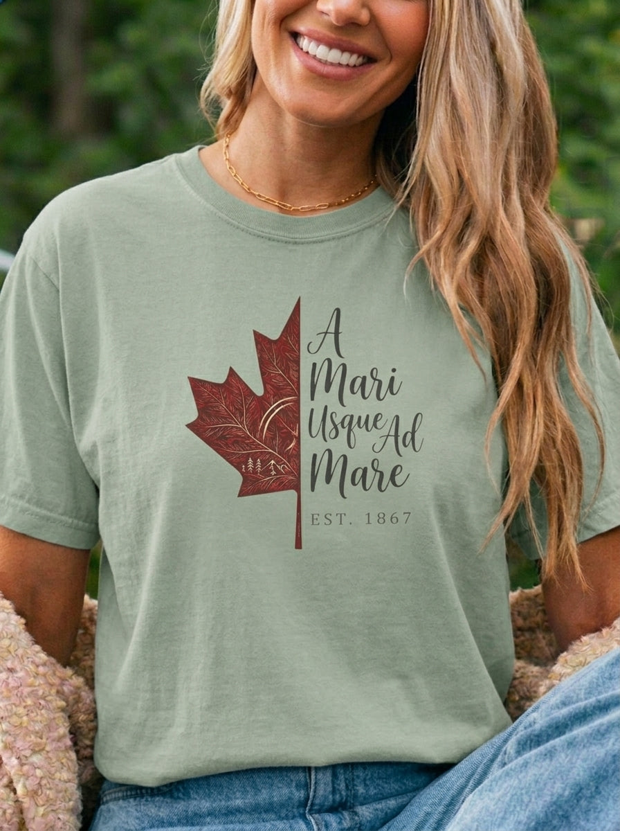 Canada Day Shirt, A Mari Usque Ad Mare Tee, Vintage Maple Leaf Shirt, Canadian Pride Gift, Retro Canada T-Shirt, EST 1867, Women Men