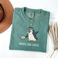 Waddle Dink Repeat Penguin Pickleball t-shirt in Seafoam