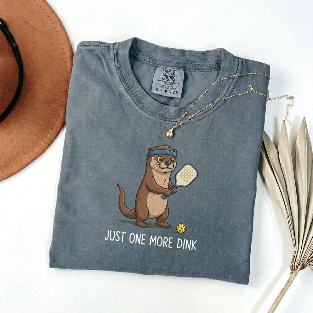 Just One More Dink Otter Pickleball t-shirt in Blue Jean