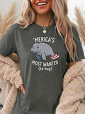 4th of July Manatee Shirt, Funny Patriotic Sea Cow Tee, 'Merica's Most Wanted Graphic T-Shirt, Cute Americana Independence Day Gift