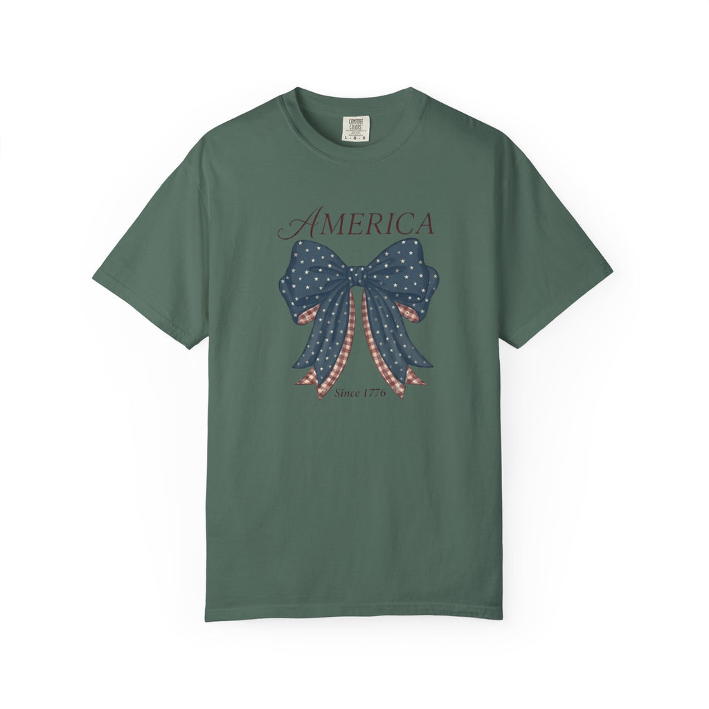 America Coquette Star Bow t-shirt in Blue Spruce