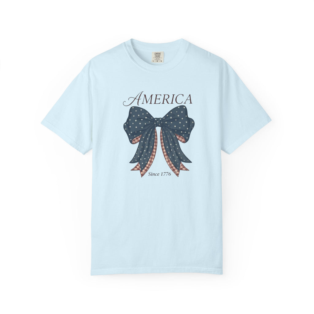 America Coquette Star Bow t-shirt in Chambray