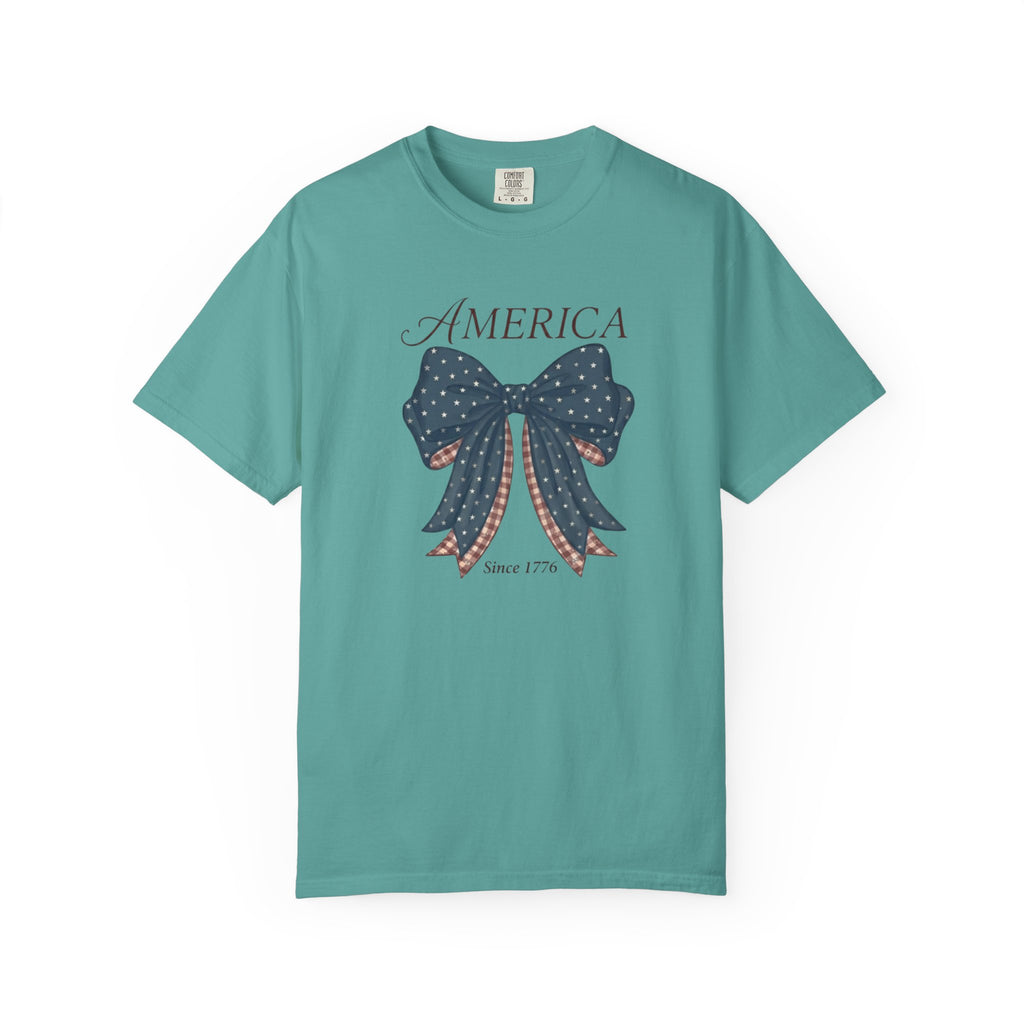 America Coquette Star Bow t-shirt in Seafoam
