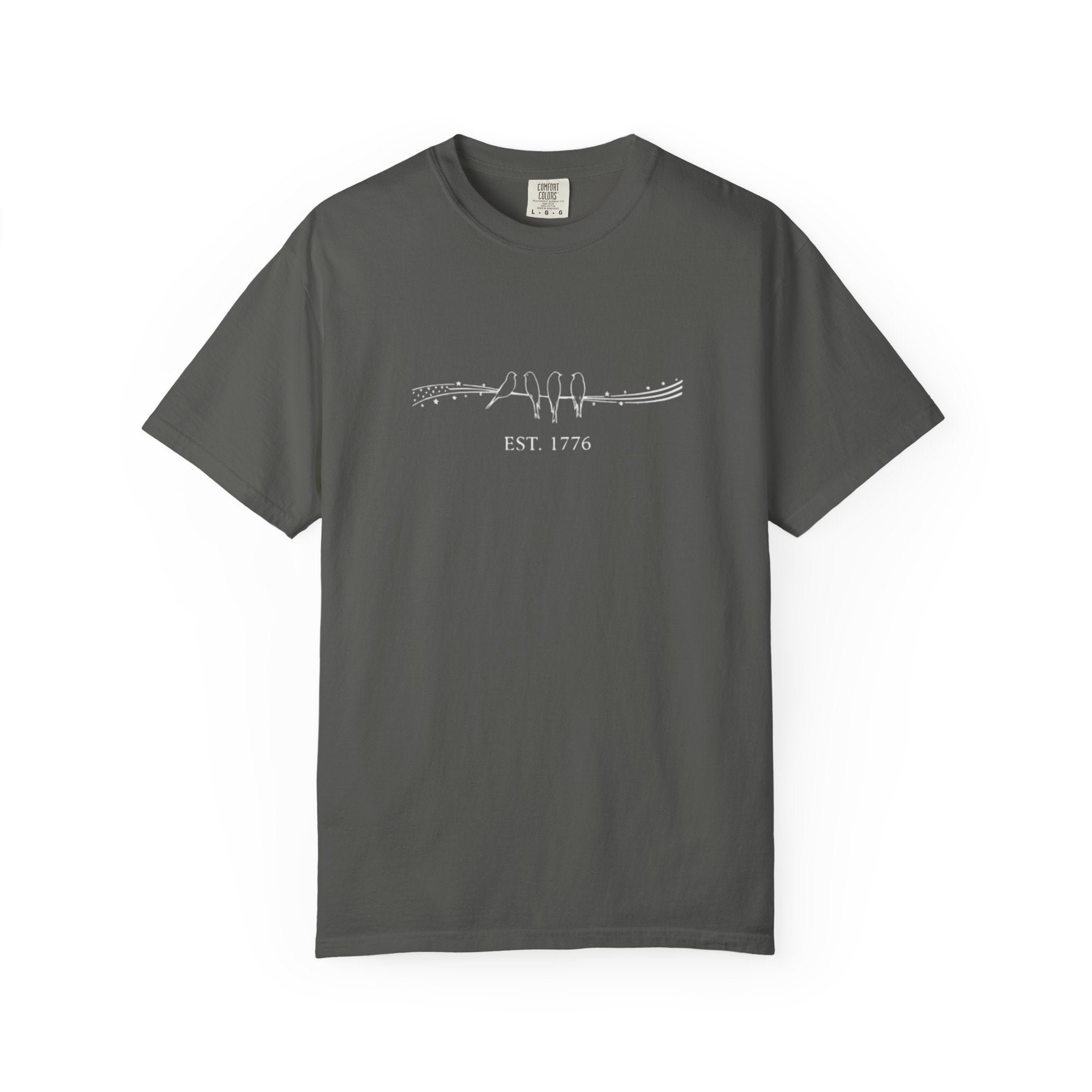 Birds on a Wire EST 1776 t-shirt in Pepper