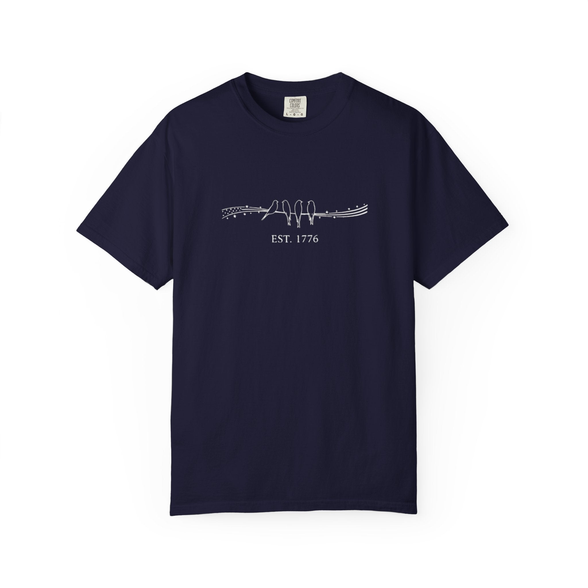 Birds on a Wire EST 1776 t-shirt in True Navy