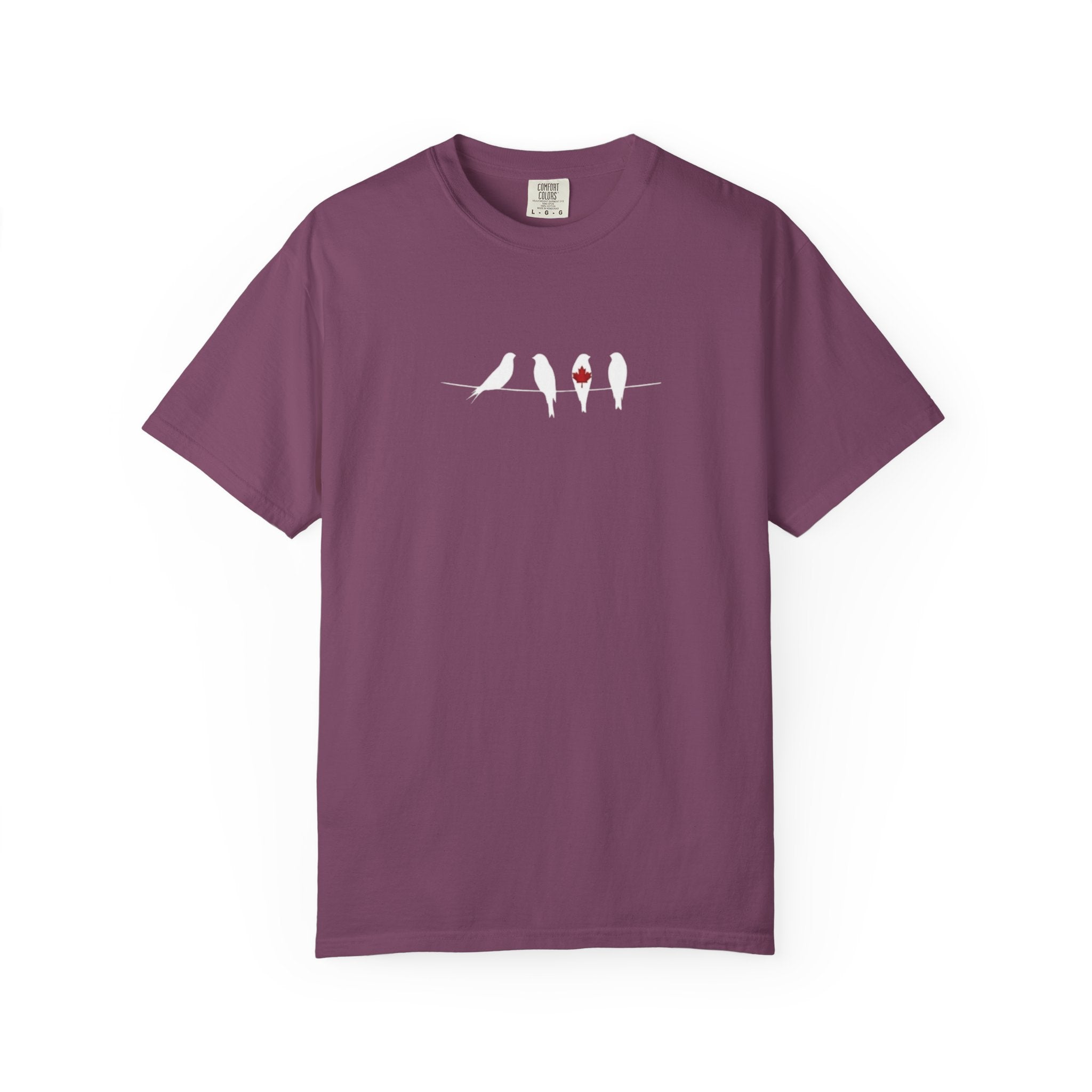 Canada Day Birds and Maple Leaf t-shirt in Berry