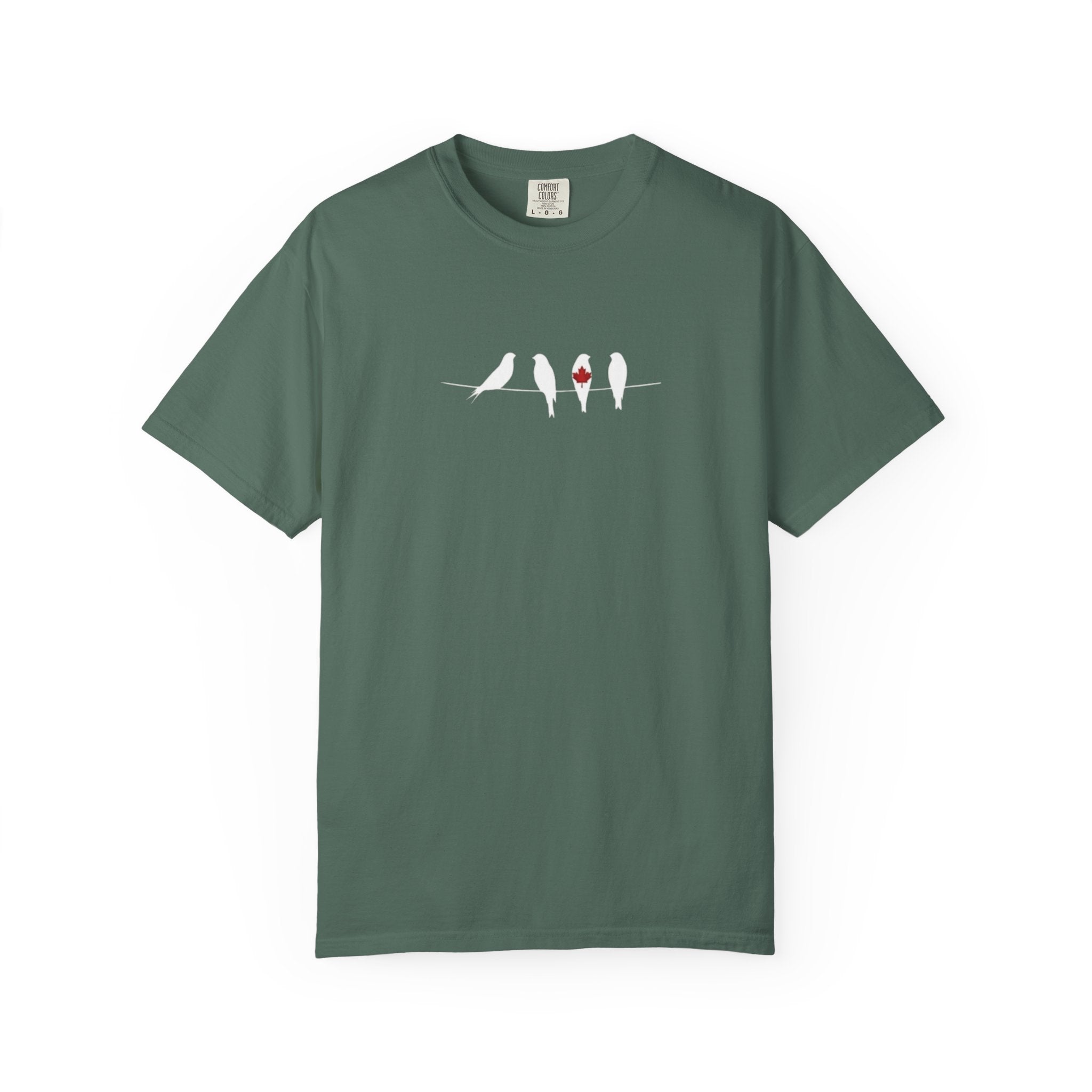 Canada Day Birds and Maple Leaf t-shirt in Blue Spruce