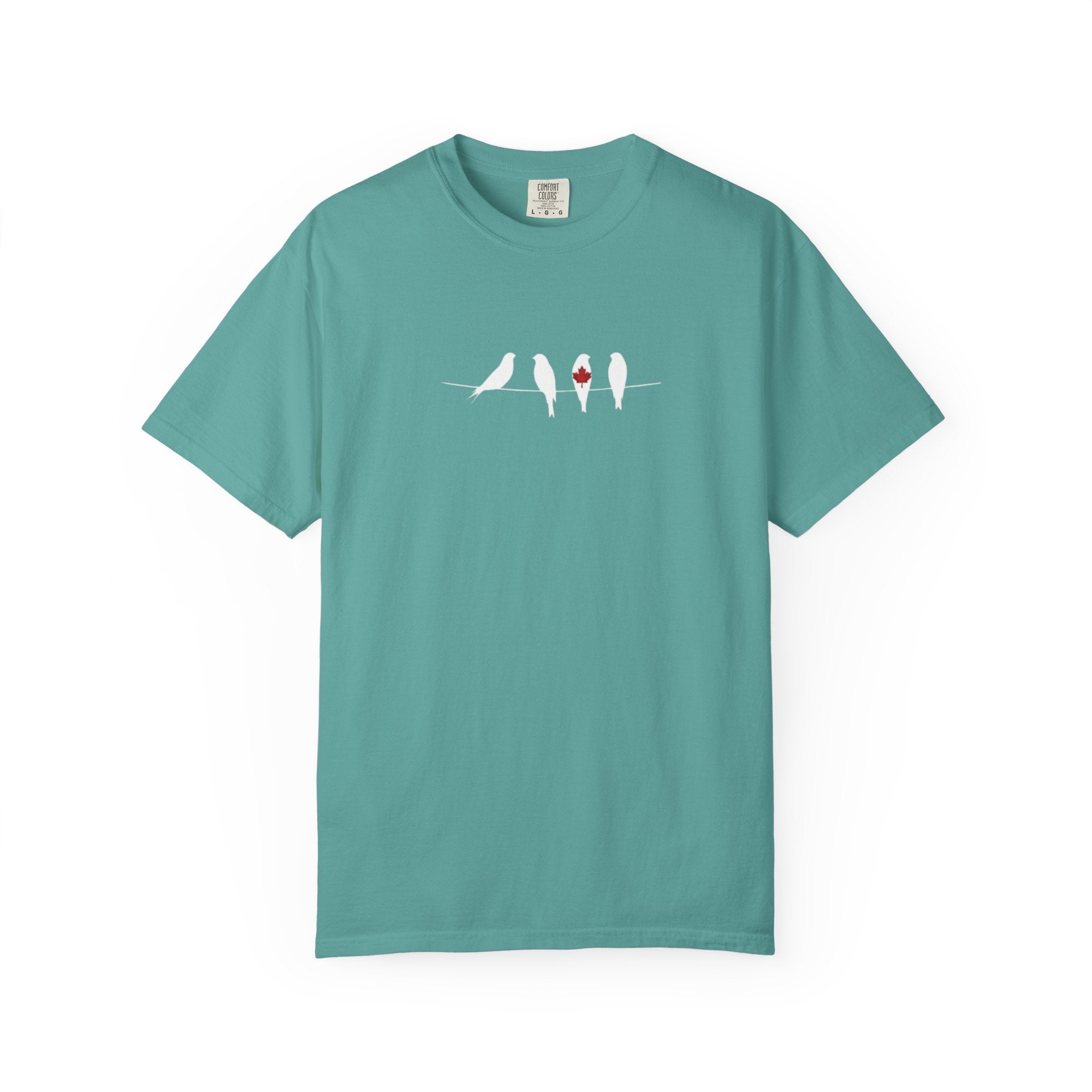 Canada Day Birds and Maple Leaf t-shirt in Seafoam