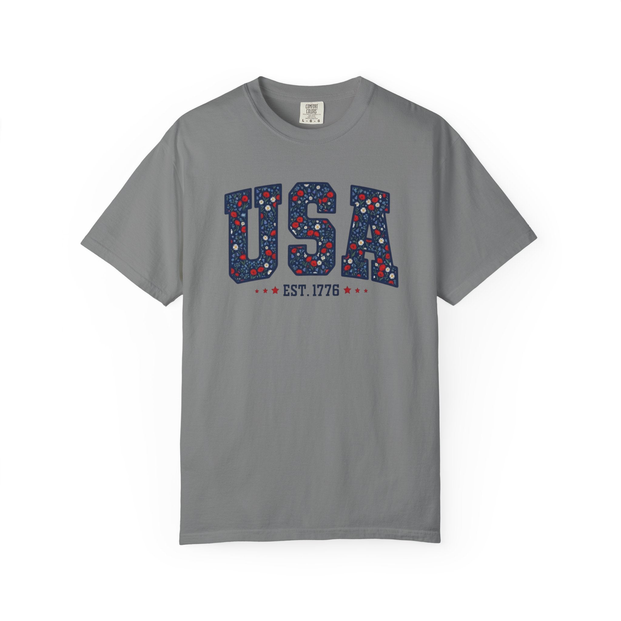Floral USA 1776 Varsity Letters t-shirt in Grey