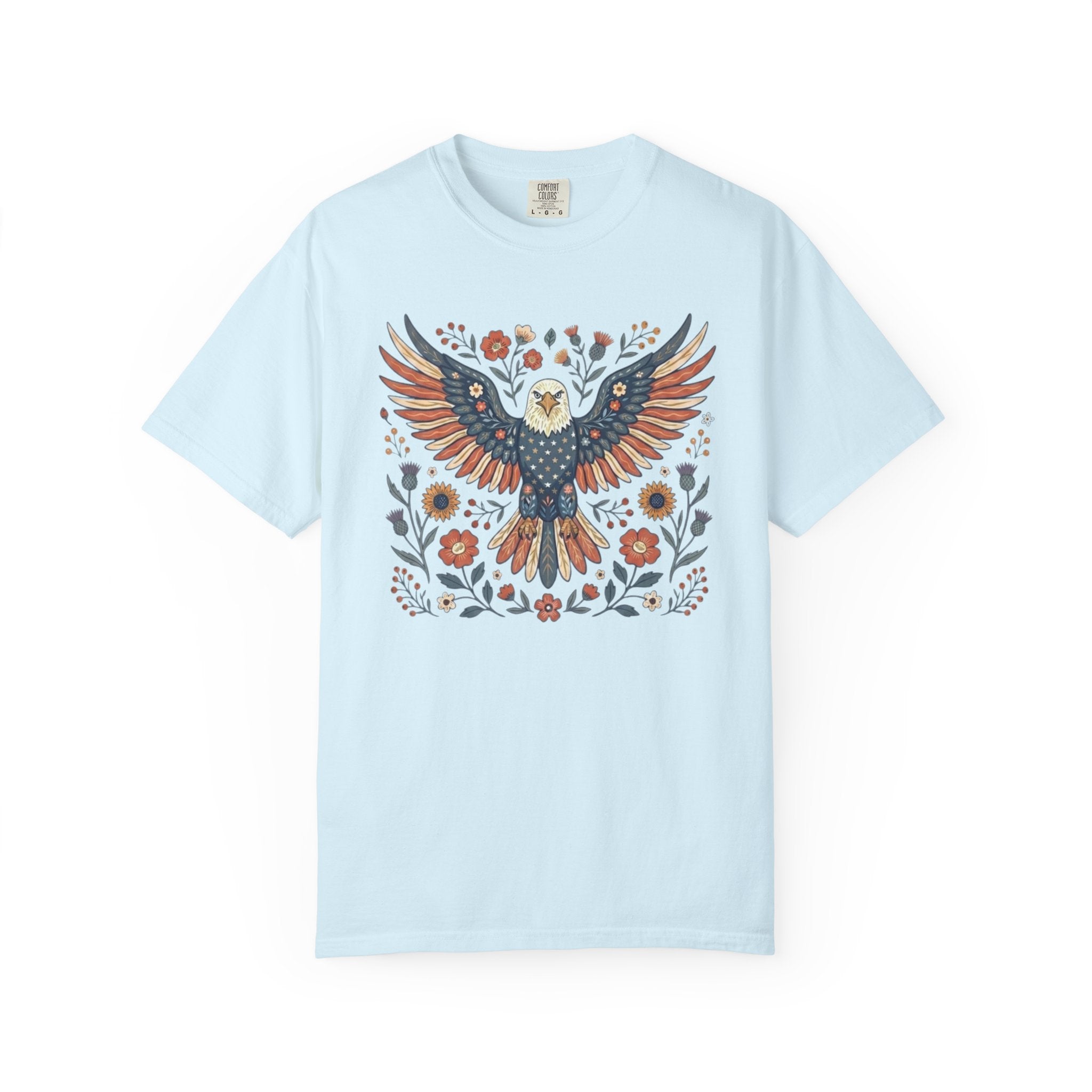 Folk-Art American Eagle t-shirt in Chambray